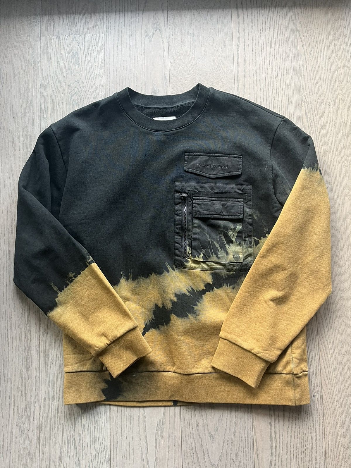 image of Feng Chen Wang Bleached Sweatshirt in Black, Men's (Size Medium)