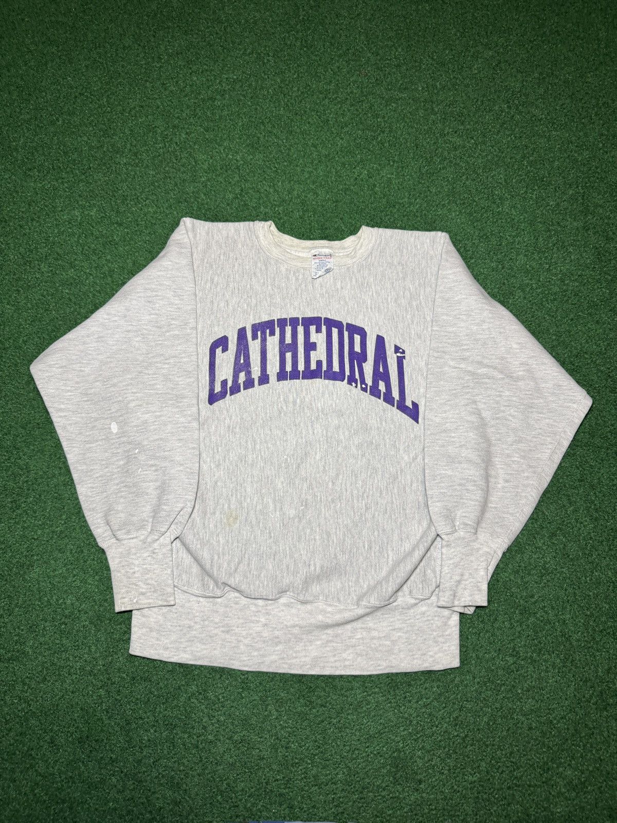 Champion Vtg 90s Champion Reverse Weave Cathedral Spellout Crewneck Size US S / EU 44-46 / 1 - 1 Thumbnail