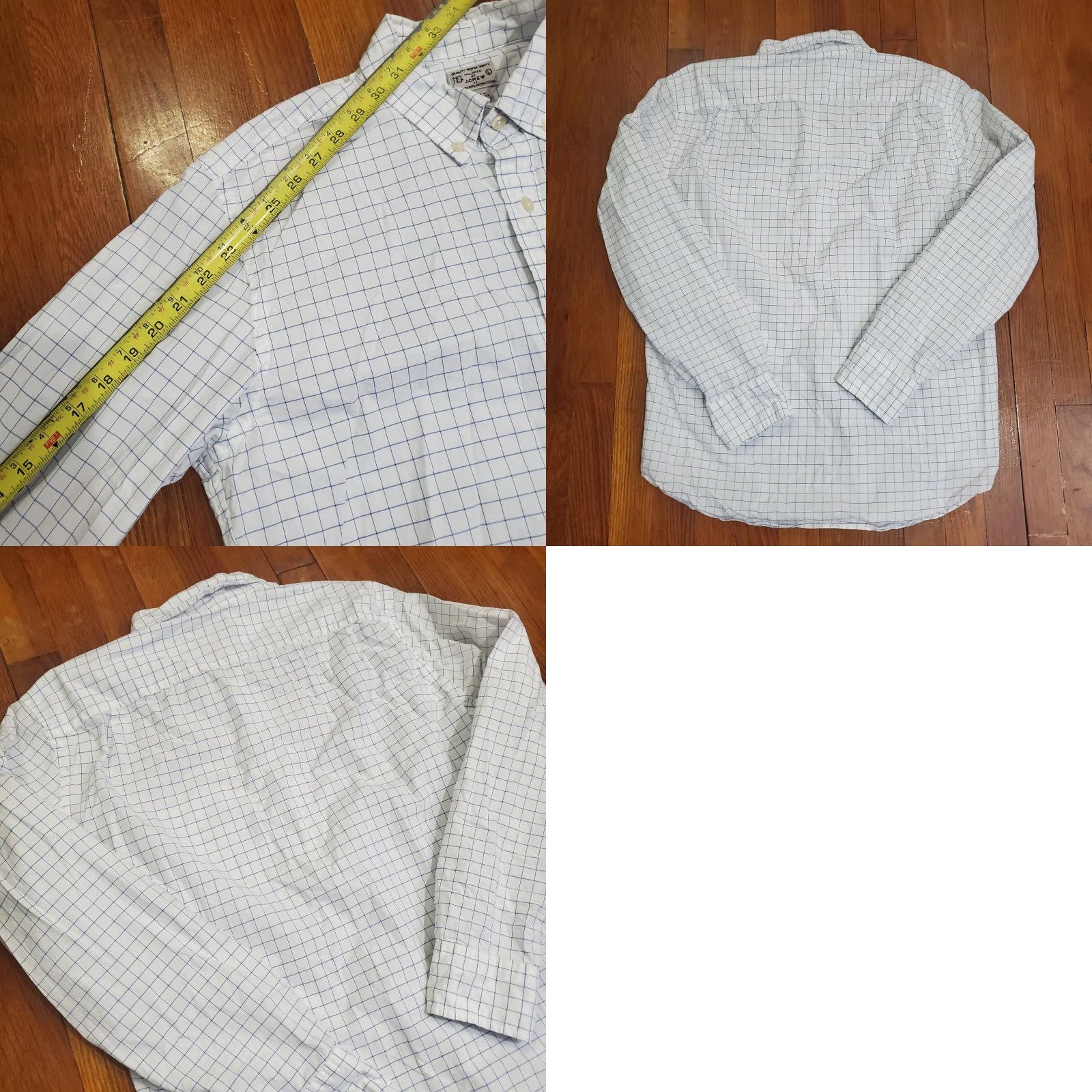 J.Crew J.CREW Shirt Mens Large White Blue Check 100% Cotton Button-Down Long Sleeve Size US L / EU 52-54 / 3 - 8 Thumbnail