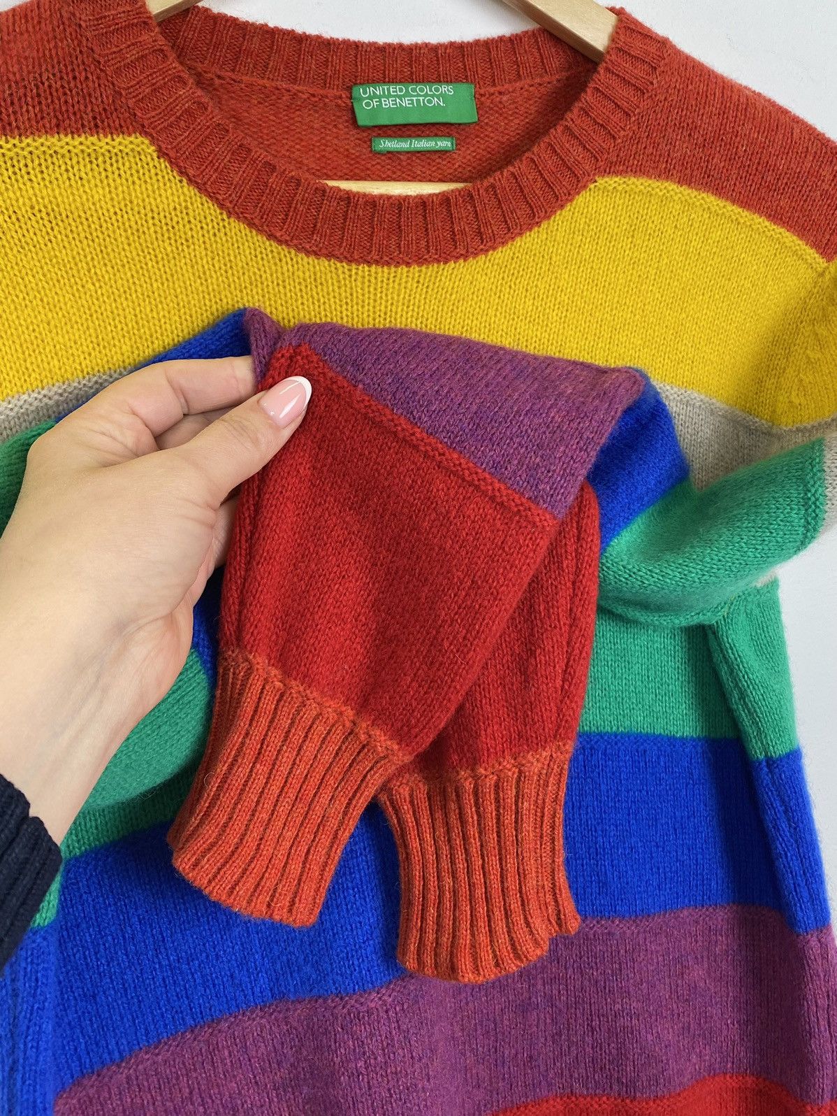 Designer × United Colors Of Benetton United Colours of Benetton Shetland Italian Yarn Sweater XS Size XS / US 0-2 / IT 36-38 - 7 Thumbnail