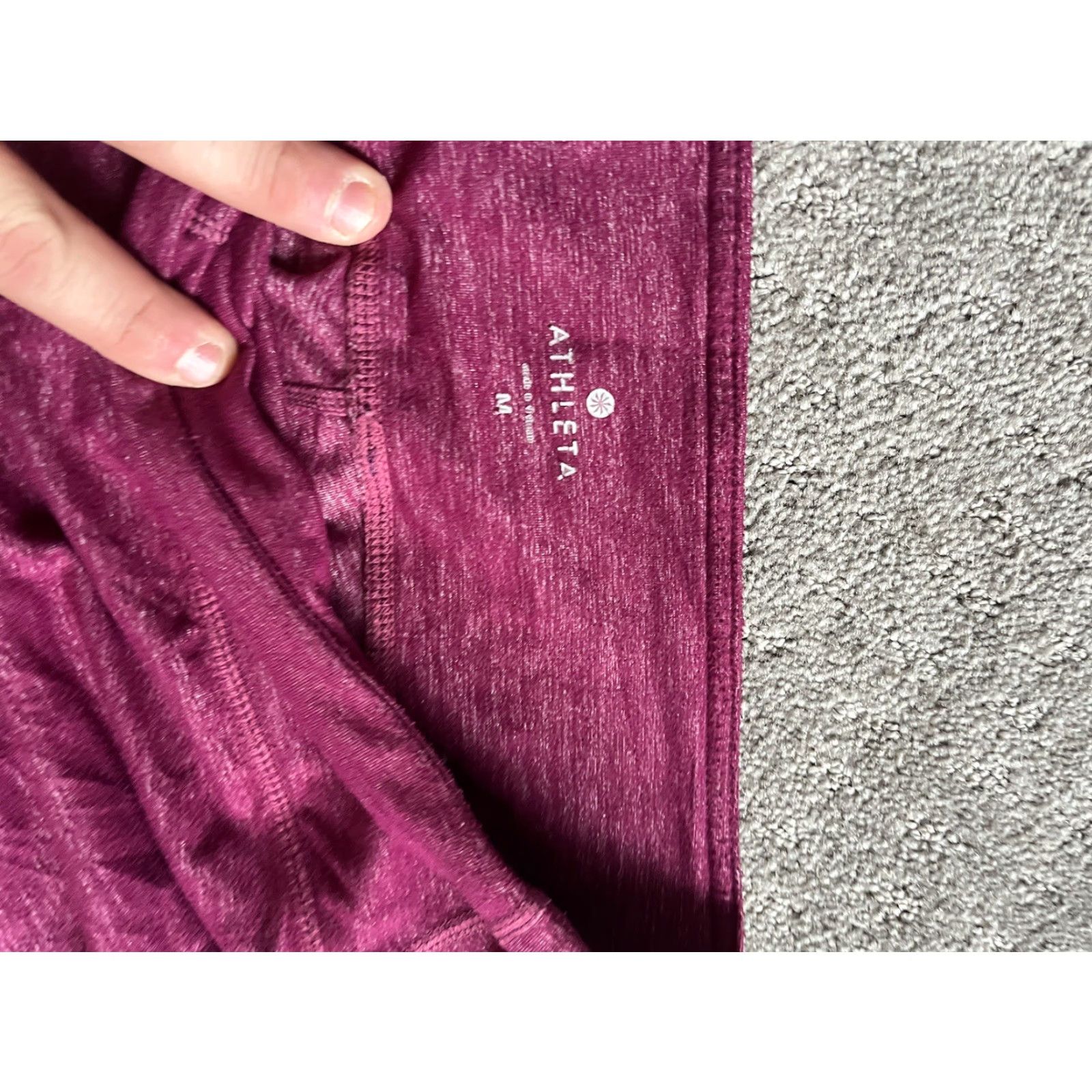 Athleta VINTAGE Athleta Capri Leggings Women's Medium Stretch Pull On Maroon Activewear 20in Inseam Size 32" / US 10 / IT 46 - 3 Thumbnail
