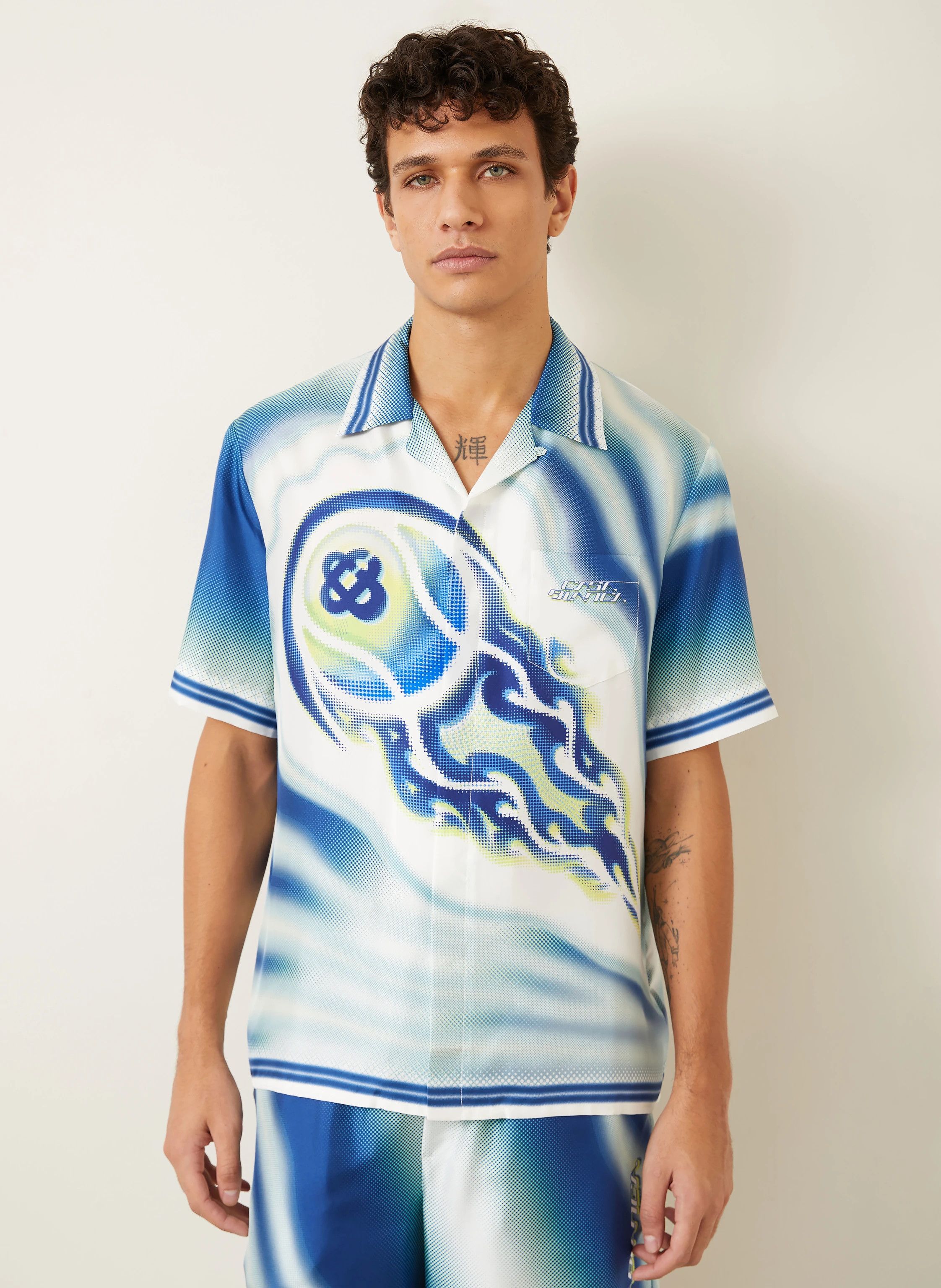 Casablanca o1h1sh10526 Flaming Tennis Ball Shirt in Blue Size US L / EU 52-54 / 3 - 4 Thumbnail