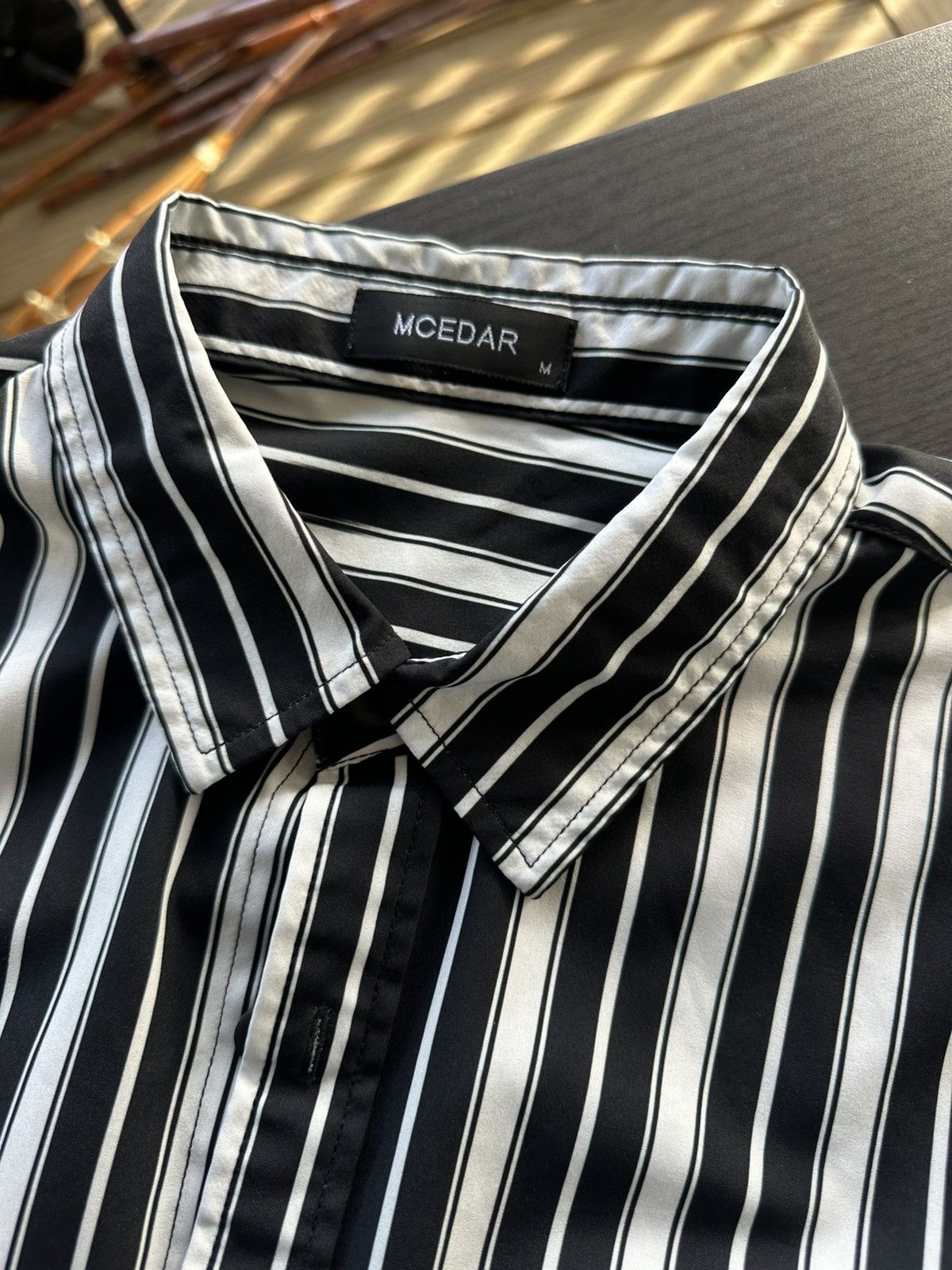 Other Black and White Striped Button Up Short Sleeve Shirt Mens Size US M / EU 48-50 / 2 - 2 Thumbnail