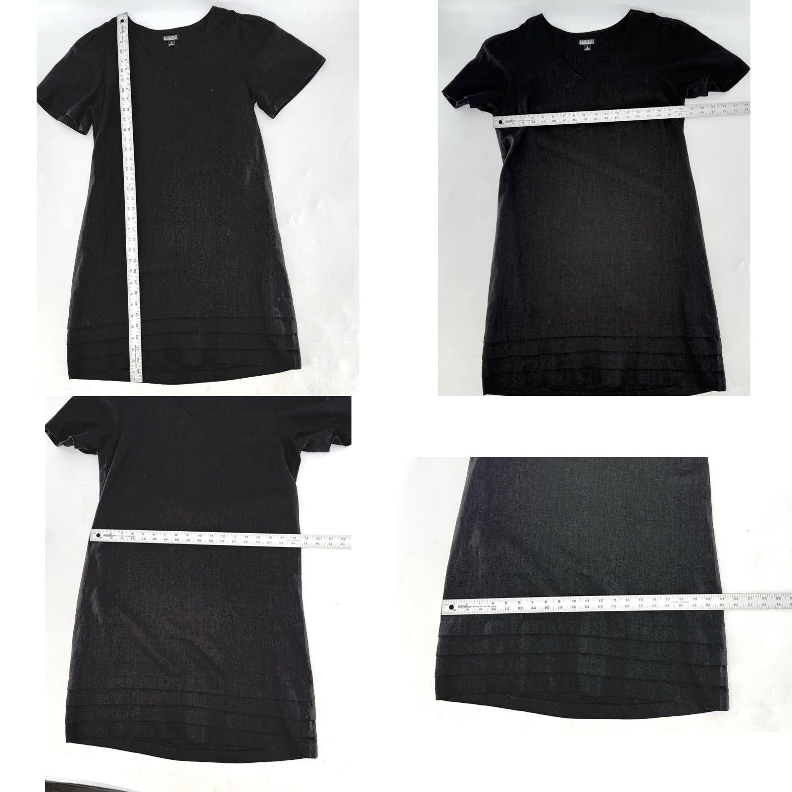 Nicole Miller Nicole Miller Women’s Linen Blend Black Dress Shirt Dress V-Neck Short Sleeve Ruffle Boho Preppy Size S / US 4 / IT 40 - 8 Thumbnail