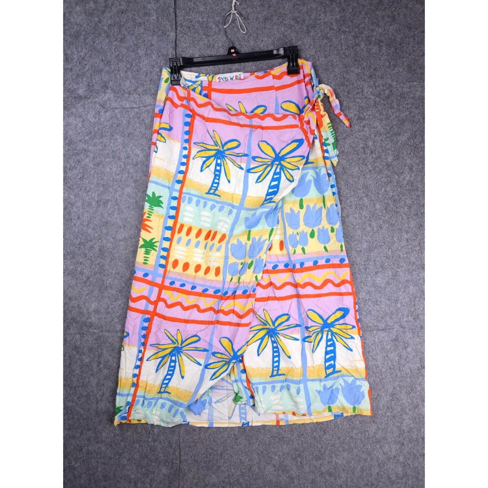 Jams World Jams World Maxi Skirt Women's L Long Floral Abstract Tie Multicolor Rayon Casual Summer Spring Tie Closure Machine Washable Womens Regular Skirt Size 36" / US 14 / IT 50 - 2 Thumbnail