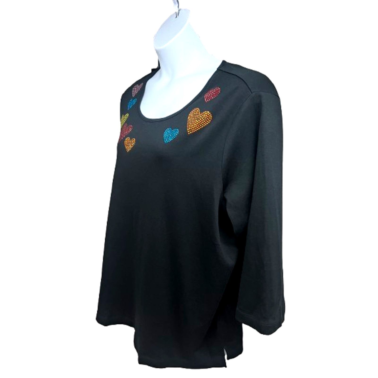 Quacker Factory Quacker Factory Black Pullover Top Womens 3X Rhinestones New Size 3XL / US 20-22 - 3 Thumbnail