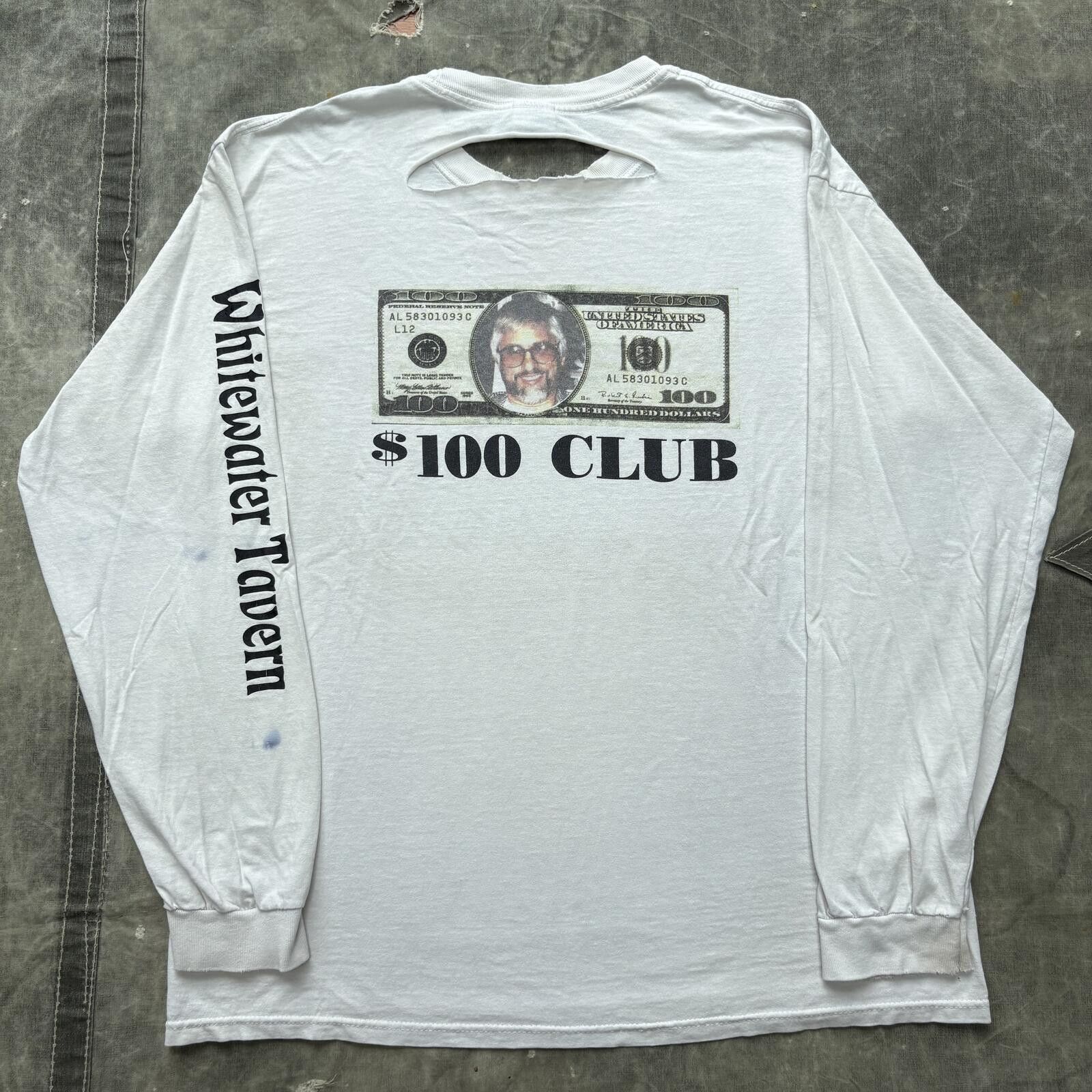 Anvil Vintage Y2K Distressed White Water Tavern Bar 100 Bill Shirt Size US XL / EU 56 / 4 - 1 Thumbnail