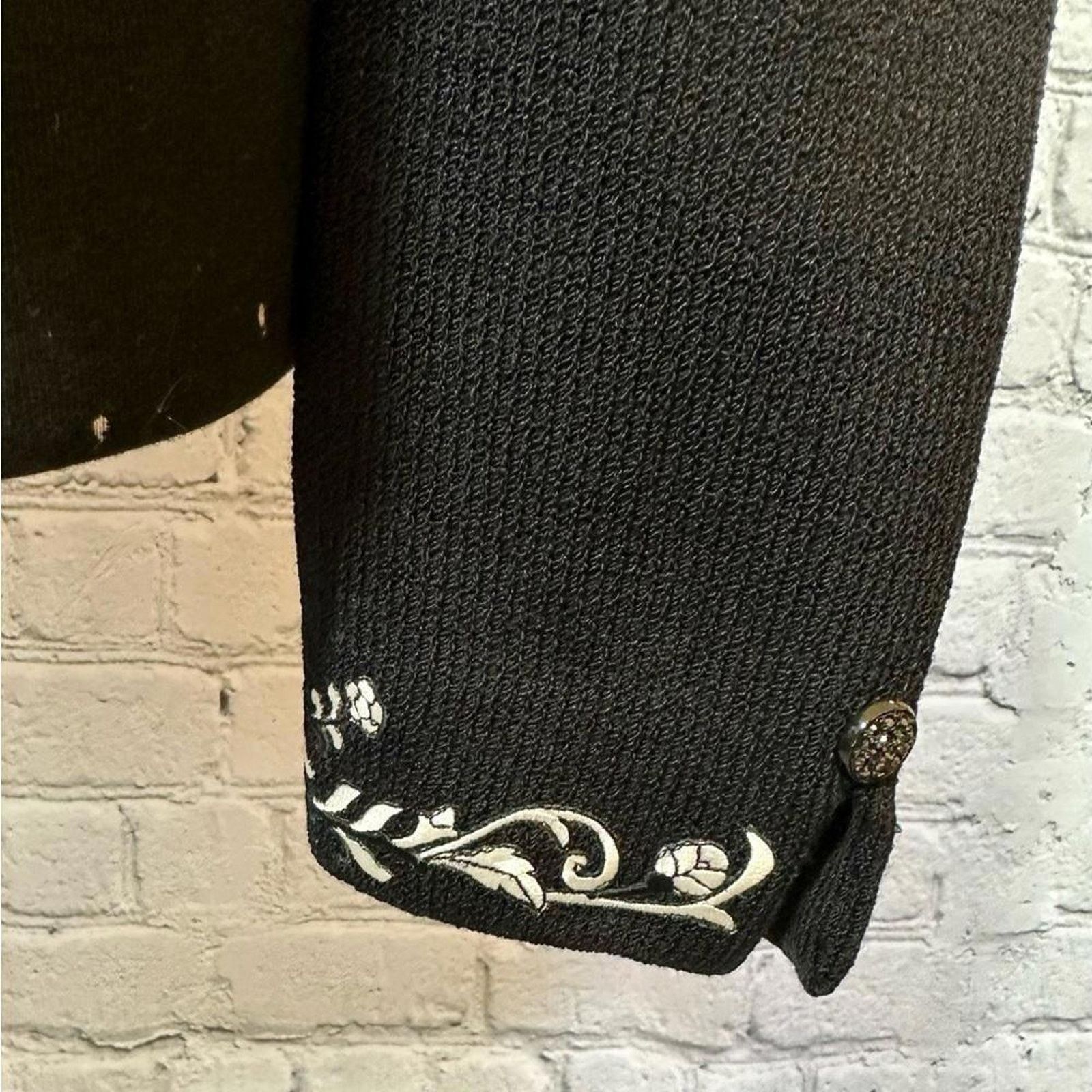 St. John St. John Collection Black Knit Zip Suit Jacket POCKETS Size L / US 10 / IT 46 - 4 Thumbnail