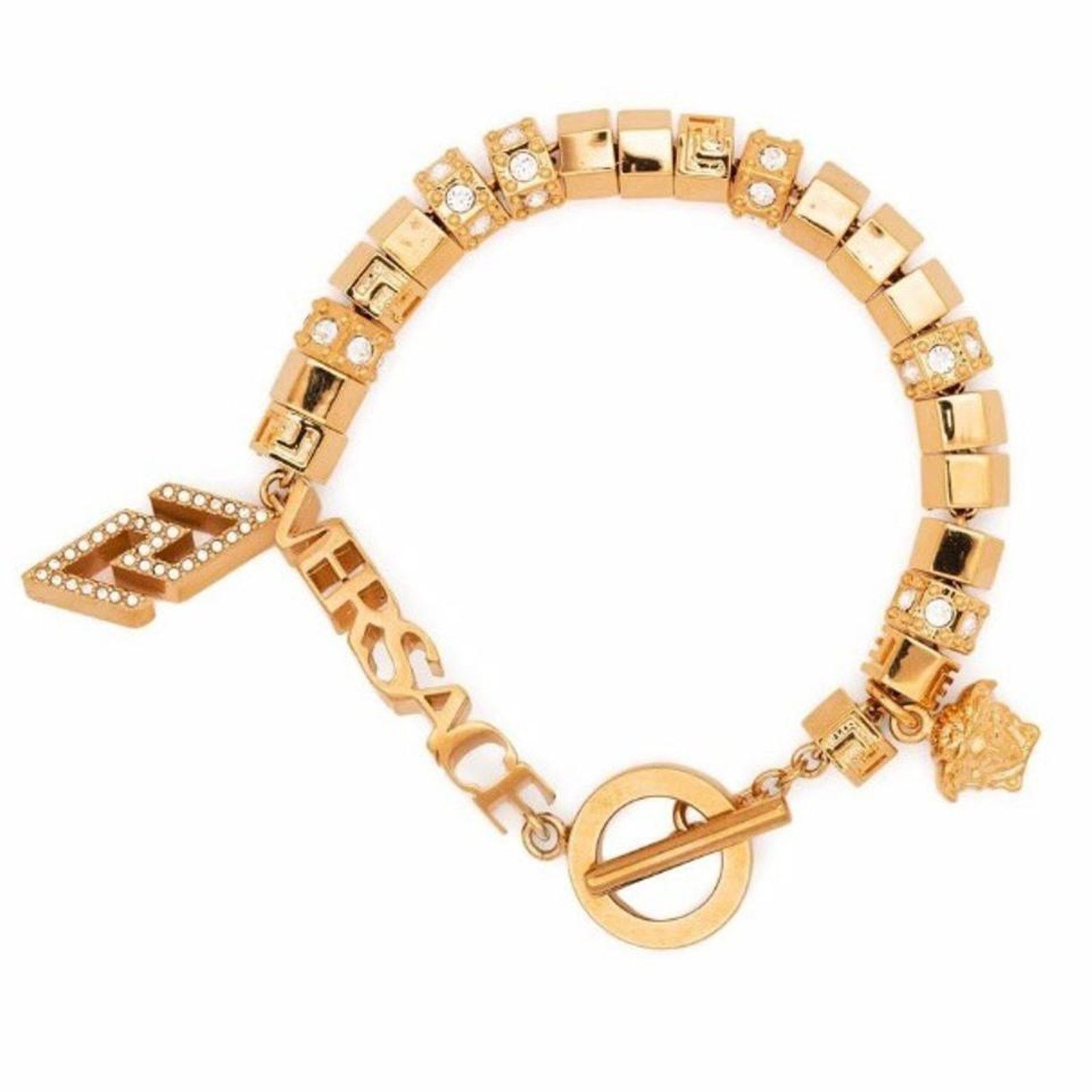 Versace Medusa head logo Greca crystal embellished bracelet Size ONE SIZE - 1 Thumbnail