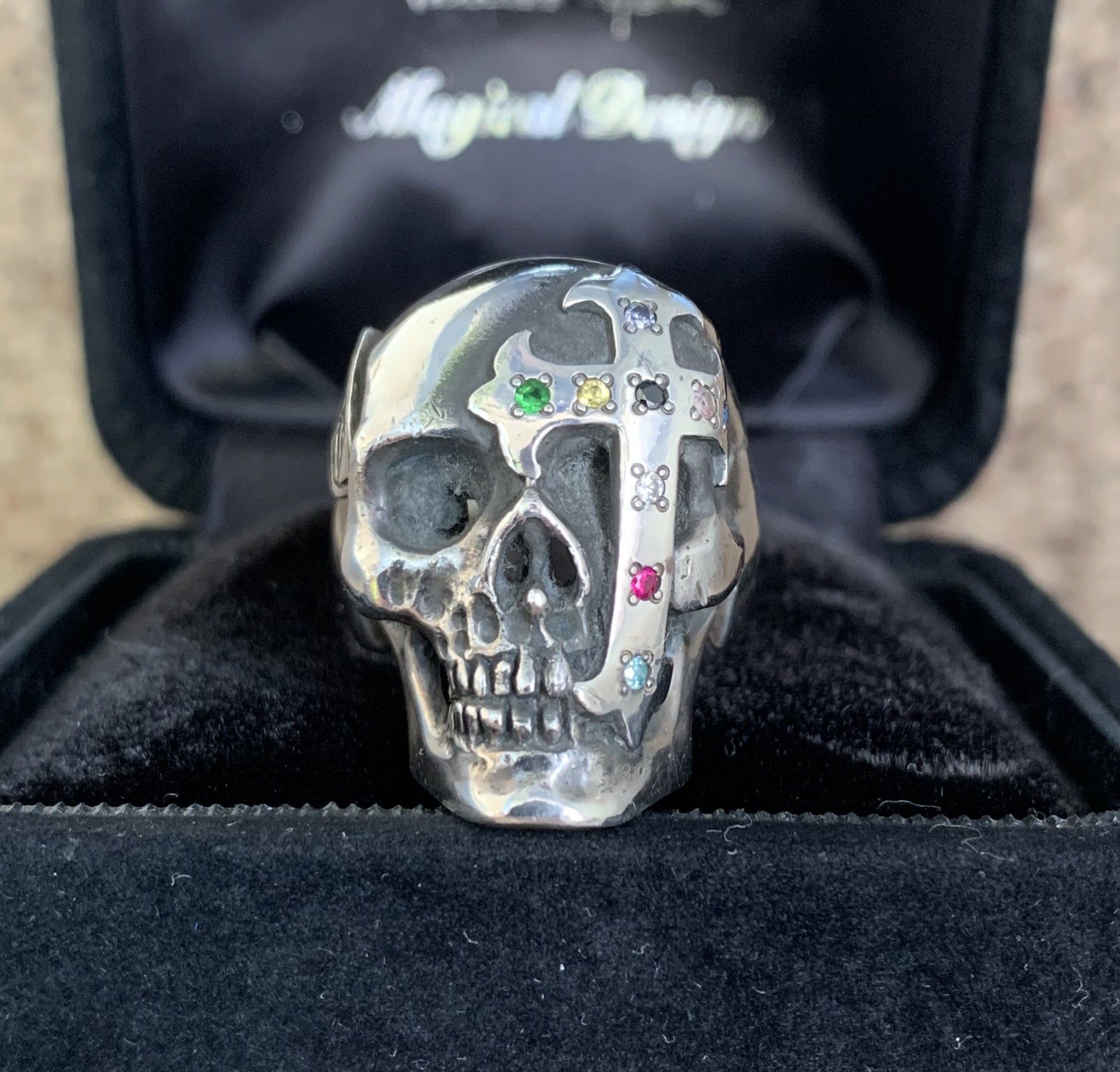 Number (N)ine SS05 "Nightcrawler" Bejeweled Silver Skull Ring w/ box Size ONE SIZE - 2 Thumbnail