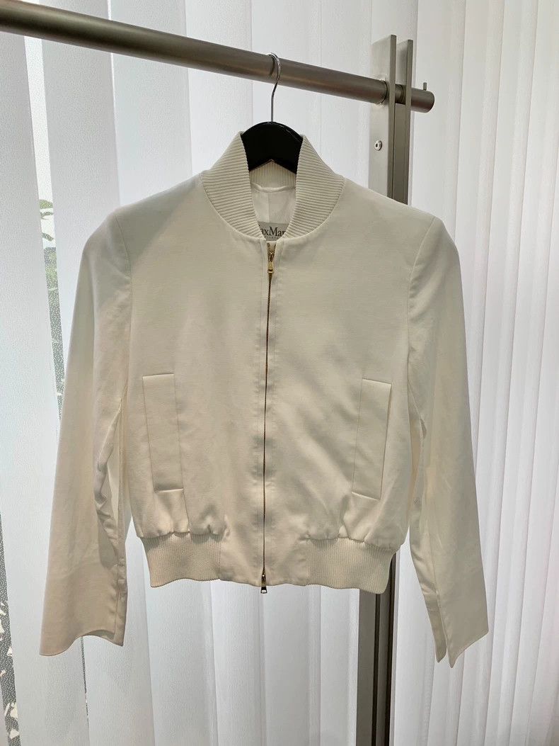 Max Mara Max Mara White cotton zip-up jacket jacket Size S / US 4 / IT 40 - 1 Thumbnail