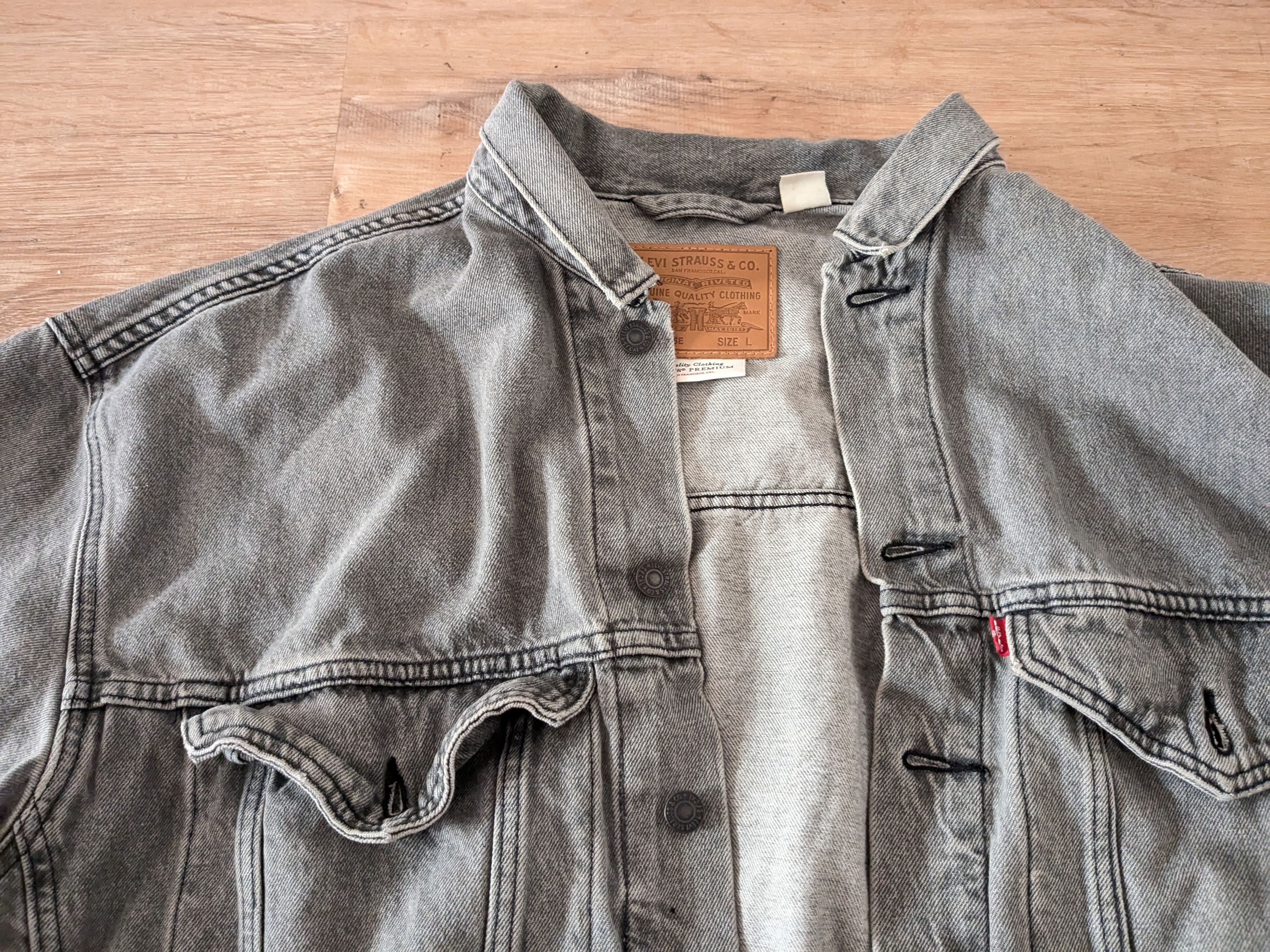 Levi's Levis Premium Denim Trucker Jacket Gray Large Oversized Size US L / EU 52-54 / 3 - 5 Thumbnail