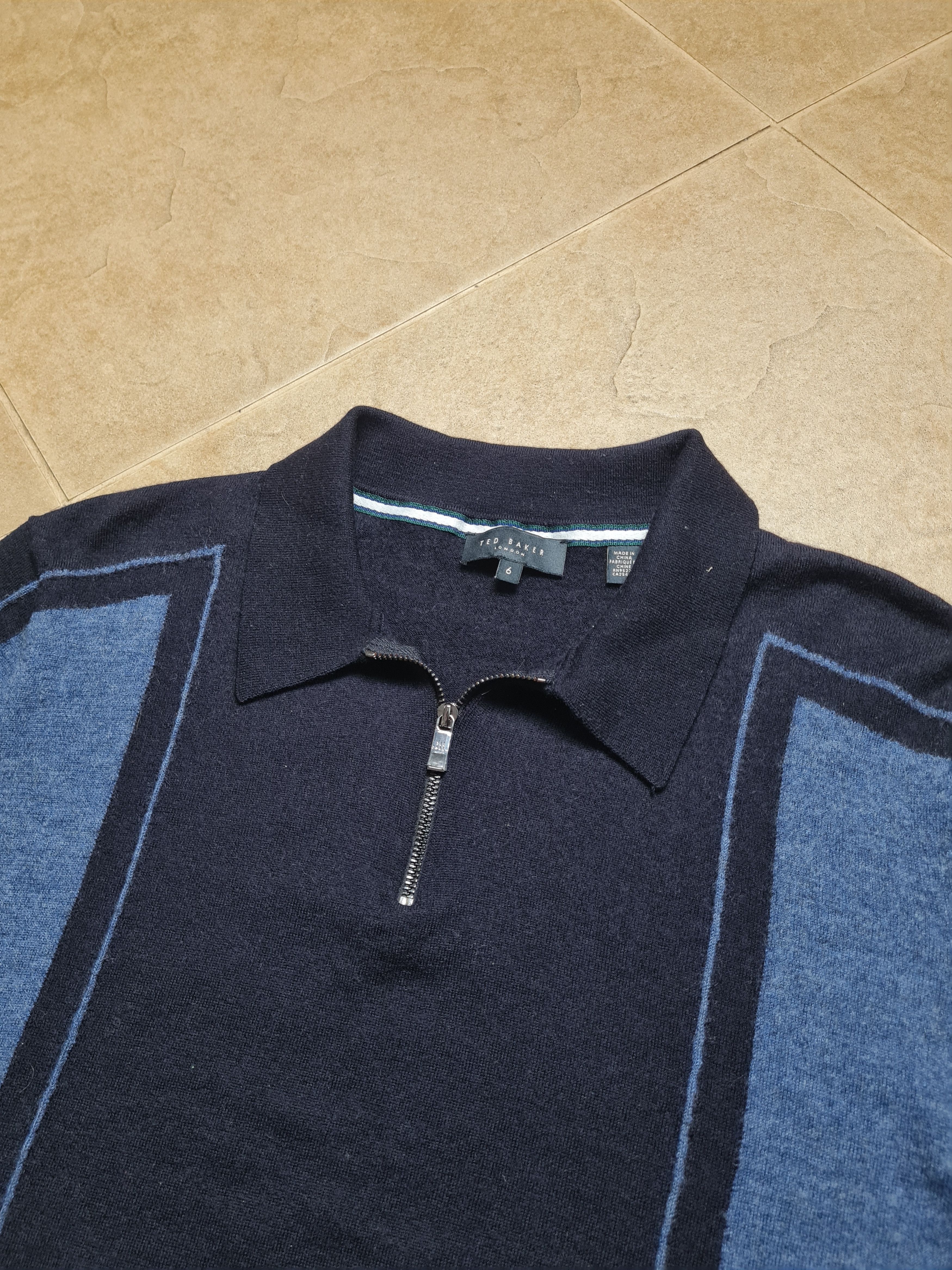 Ted Baker Shirt Ted Baker Zip Neck Merino Polo T-Shirt - Navy Size 6 Size US L / EU 52-54 / 3 - 6 Thumbnail