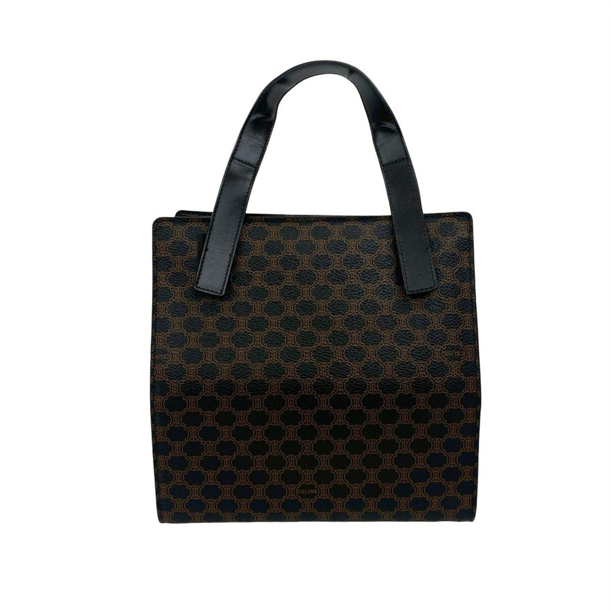 Celine CELINE Macadam Blason Pattern Leather Handbag/Mini Tote Bag in Black and Brown (31663) Size ONE SIZE - 1 Thumbnail