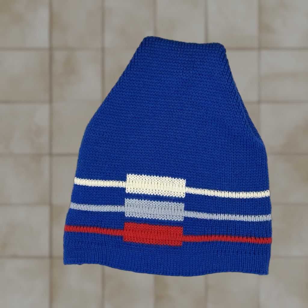 Vintage VINTAGE Wigwam Wool Beanie Ski Cap One Size Blue 1970s Geometric Made in USA Size ONE SIZE - 1 Thumbnail