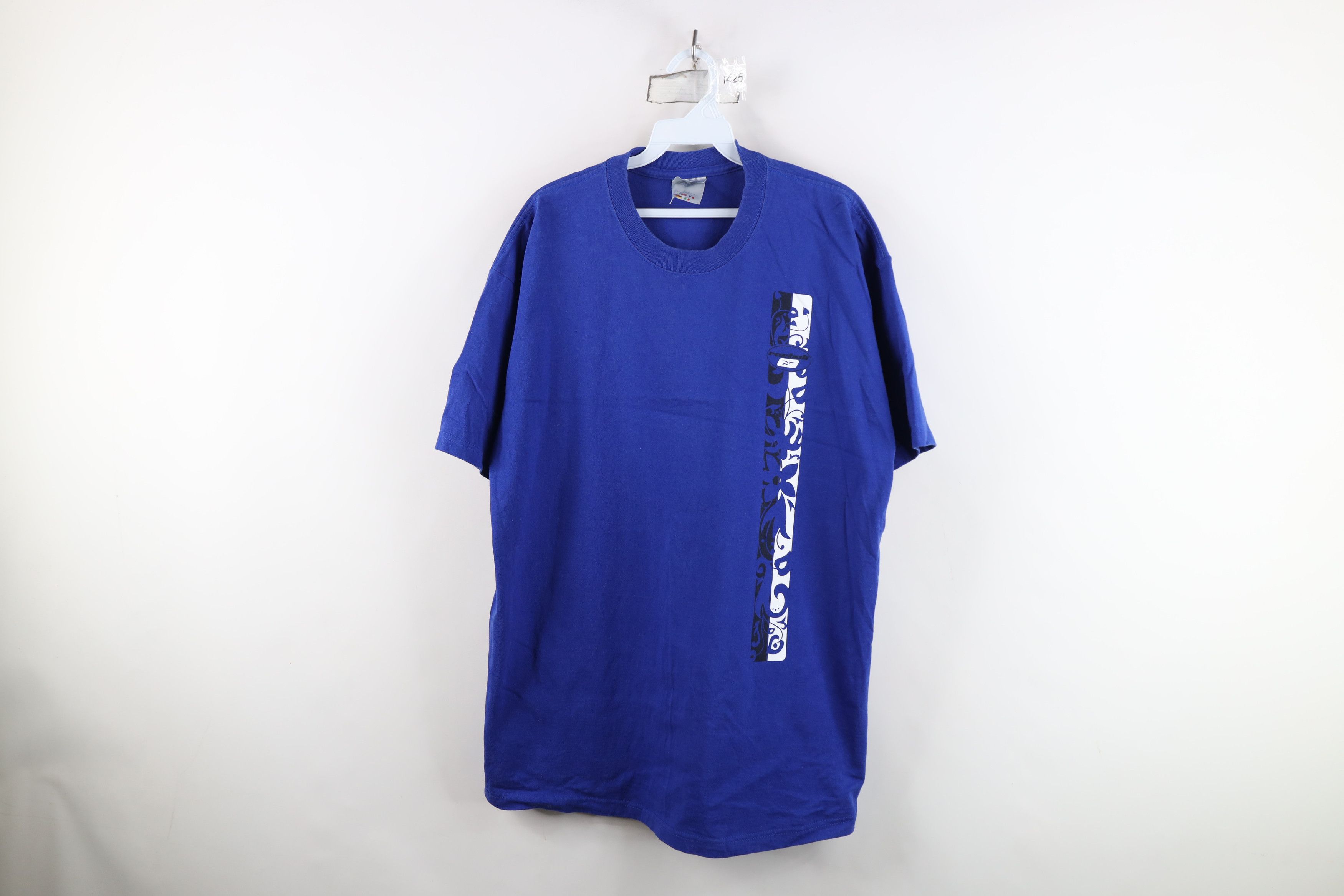 Reebok Vintage 90s Y2K Reebok Spell Out Tribal Flower T-Shirt Blue Size US L / EU 52-54 / 3 - 1 Thumbnail