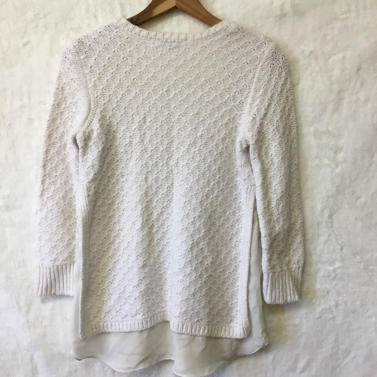 Loft Loft White Long Sleeve Knit Top Size S / US 4 / IT 40 - 4 Thumbnail
