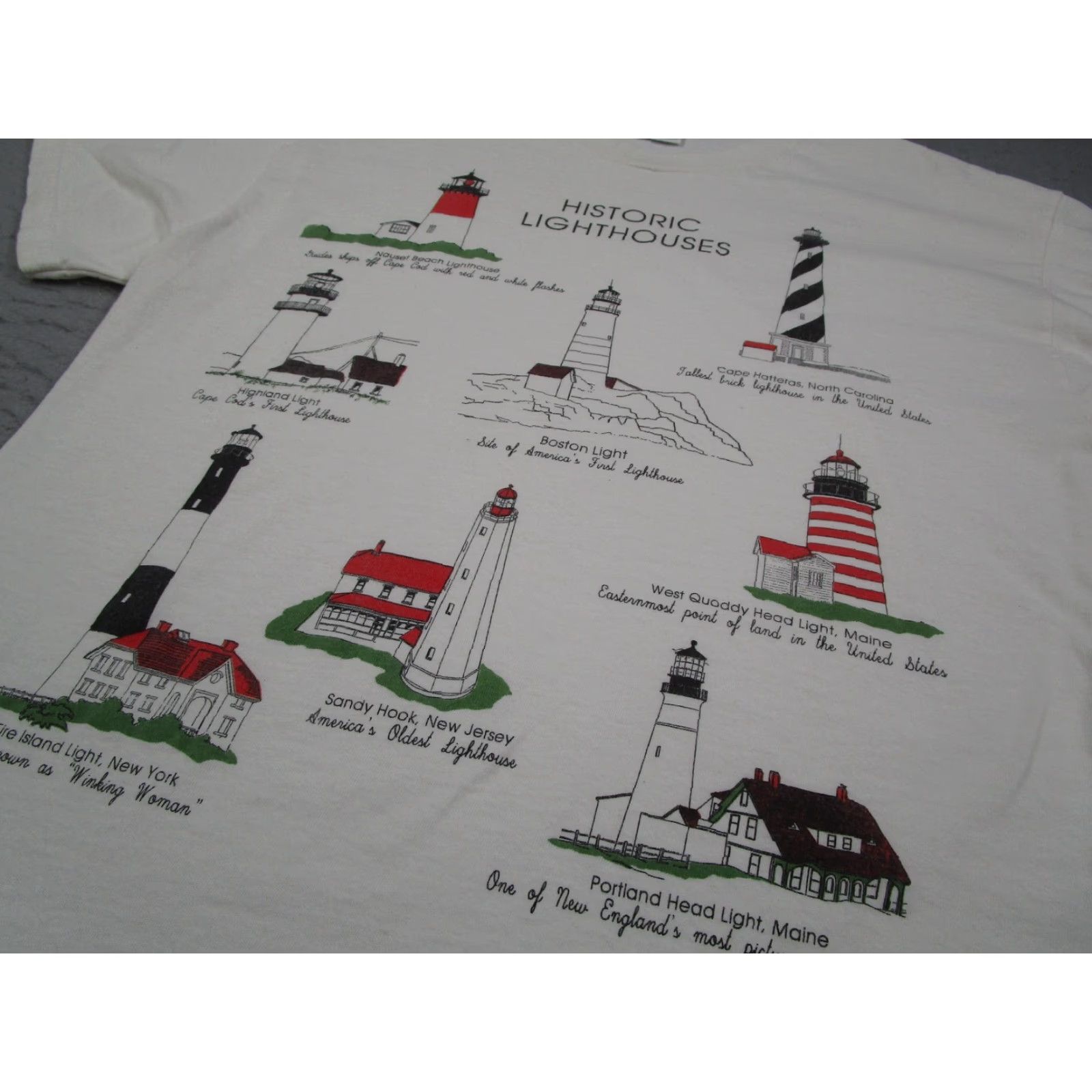 Delta VINTAGE Delta Shirt Mens Large White Historic Lighthouses Graphic Tourists Nautical 90s Souvenir Size US L / EU 52-54 / 3 - 2 Thumbnail