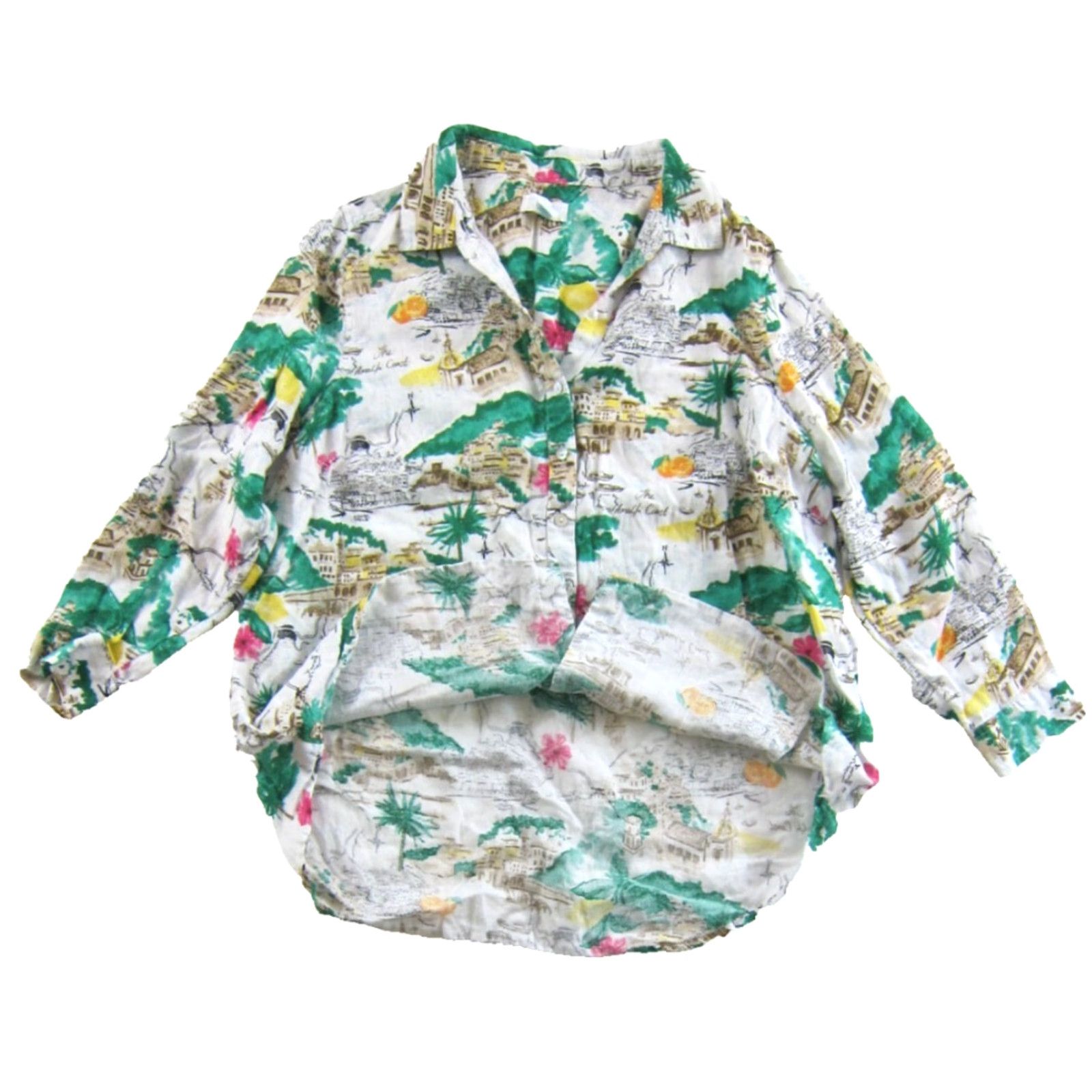 Cynthia Rowley Cynthia Rowley Blouse Shirt 1X Green Amalfi Coast 100% Linen Long Sleeve Size XL / US 12-14 / IT 48-50 - 5 Thumbnail