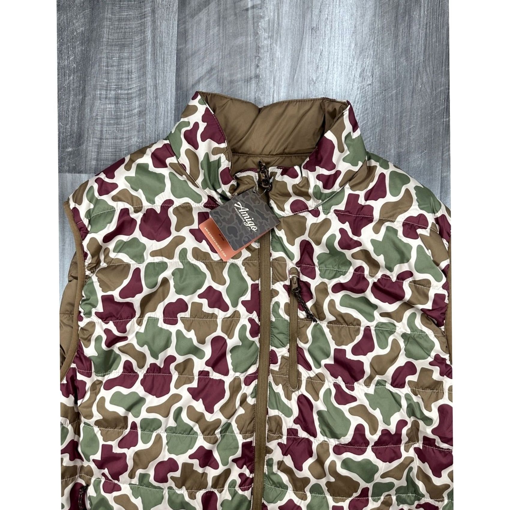 Vintage Texas A&M Aggies Amigo Provisions Camo Quilted Puffer Vest 2XL Mens Tan Reversible Jacket Size US XXL / EU 58 / 5 - 4 Thumbnail