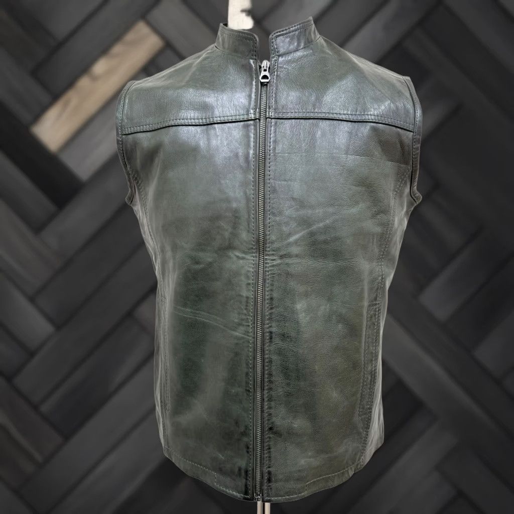 Vintage VINTAGE Men's Italian Sheepskin Leather Vest Green Premium Soft Size L Asian L Size US L / EU 52-54 / 3 - 1 Thumbnail