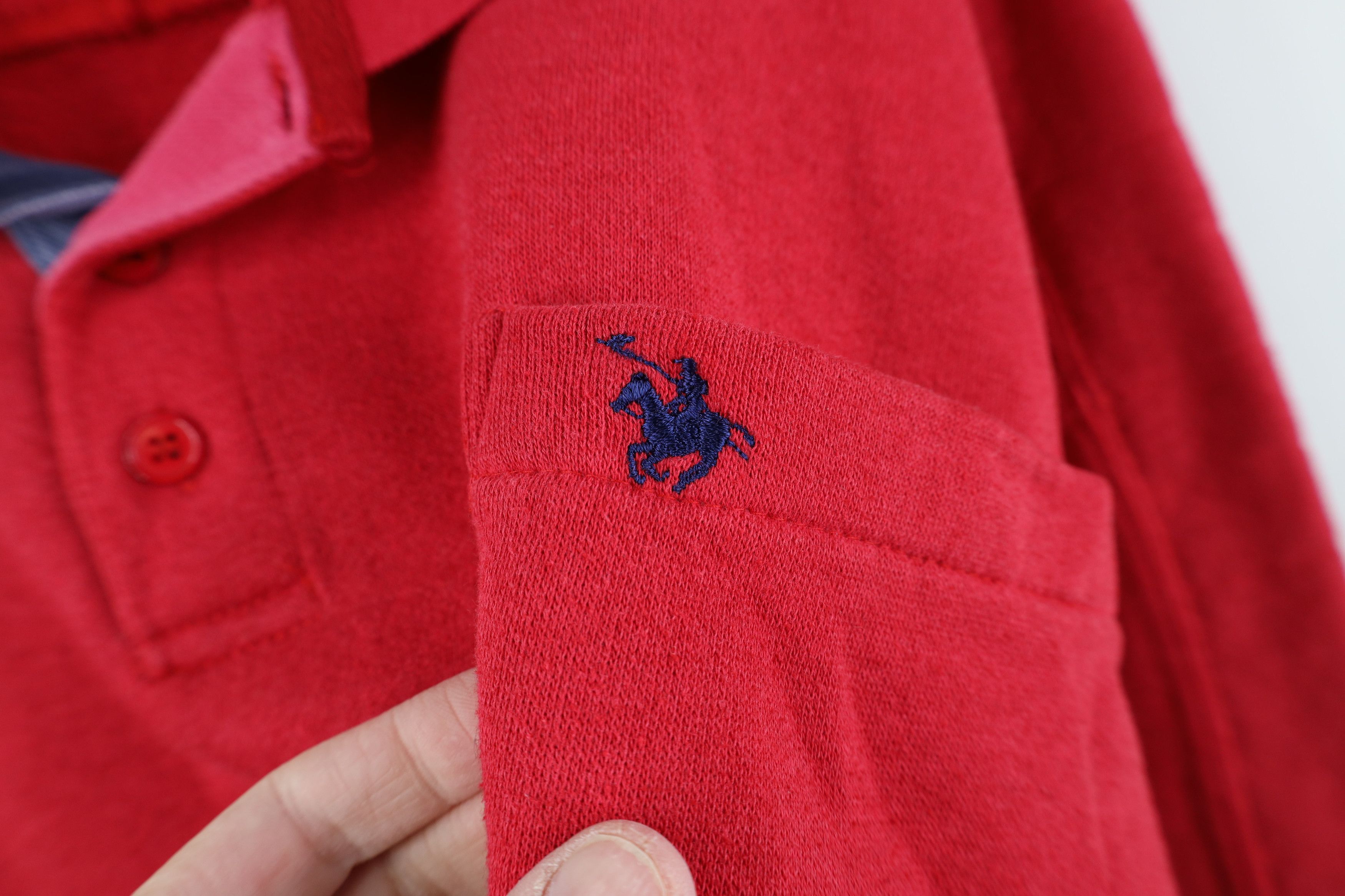 Vintage Vintage 90s Streetwear Collared Pullover Sweatshirt Red Size US XL / EU 56 / 4 - 4 Thumbnail