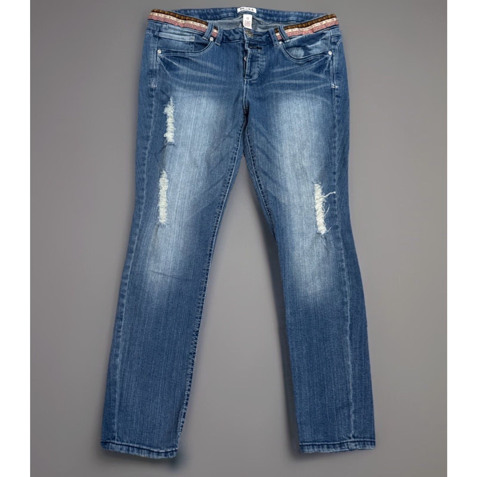 Denime VINTAGE Mudd Jeans Button Fly Low Rise Blue Denim Jeans Size 13 Women Straight XS? Wait. Size 34" / US 12 / IT 48 - 2 Thumbnail