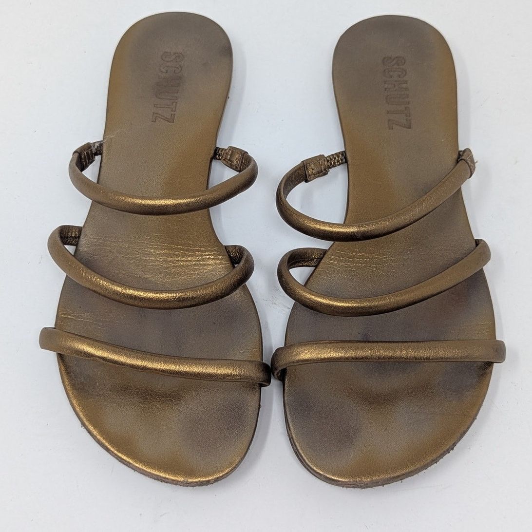 SCHUTZ Schutz Flat Gladiator Slip On Sandal Gold Size 6.5 Size US 6.5 / IT 36.5 - 12 Thumbnail