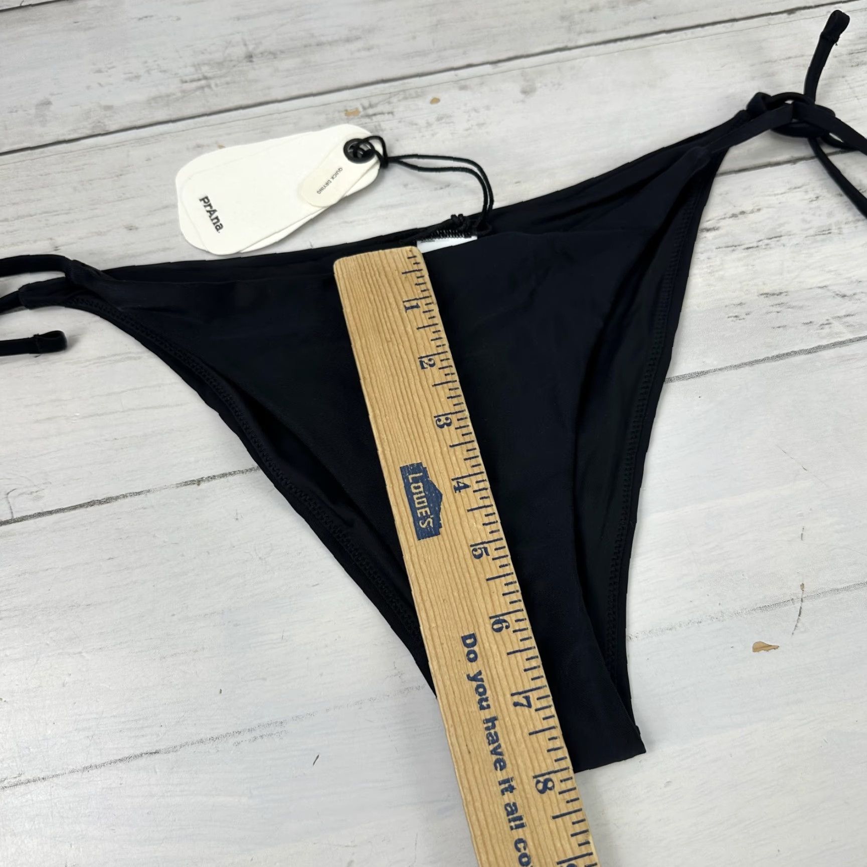Prana VINTAGE prAna Swim Bottom Women's Small Black Cheeky Low Rise Side Tie Beach 90s NWT Size 28" / US 6 / IT 42 - 3 Thumbnail