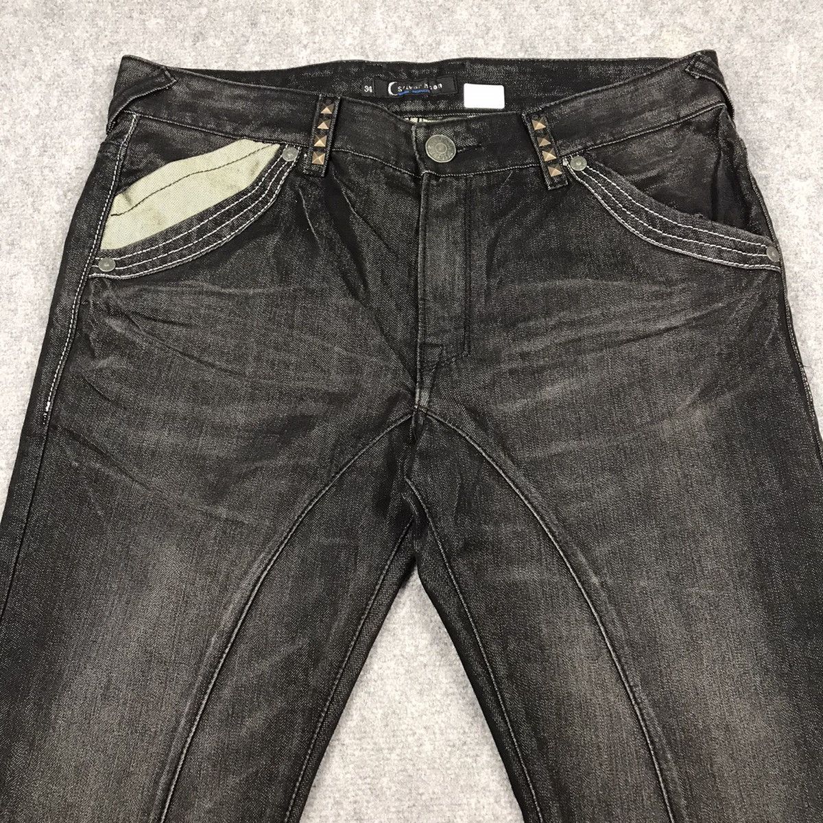 Japanese Brand 🔥SILVER MOON BLACK FADED DENIM PANTS Size US 33 - 5 Thumbnail