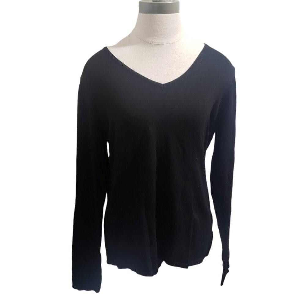 Designer CT1972 T Tahari Black Lightweight Long Sleeve Sweater L/G Size L / US 10 / IT 46 - 1 Thumbnail