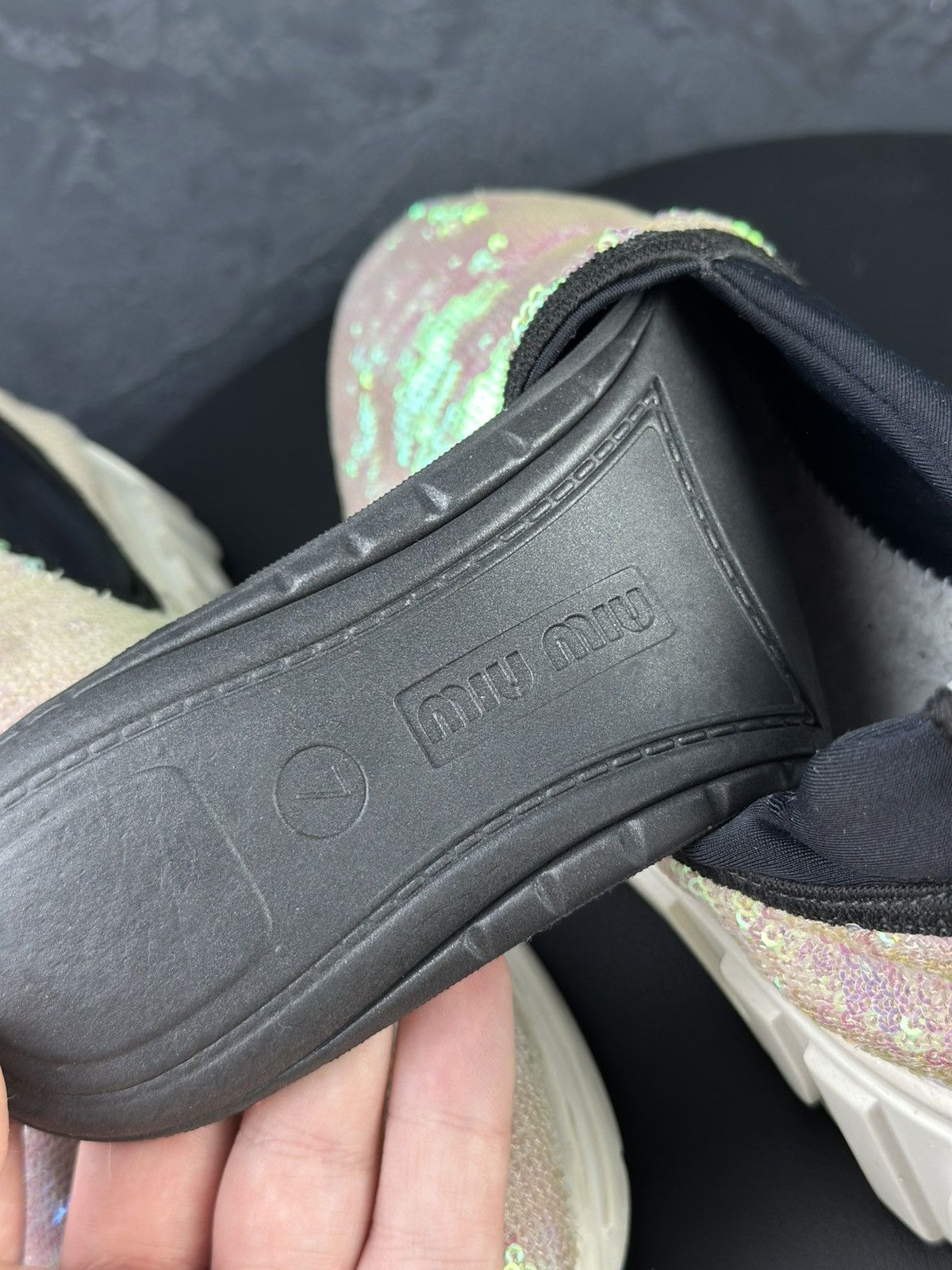 Miu Miu Miu Miu Pink Petal Sequinned Chunky Sneakers Size US 9 / IT 39 - 10 Thumbnail