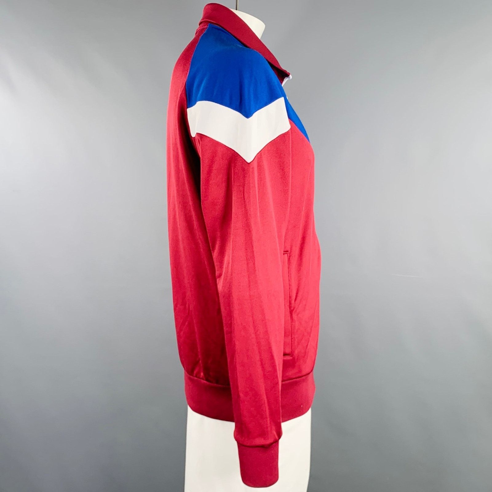 Maison Kitsune L Burgundy Blue White Color Block Track Jacket Size US L / EU 52-54 / 3 - 3 Thumbnail