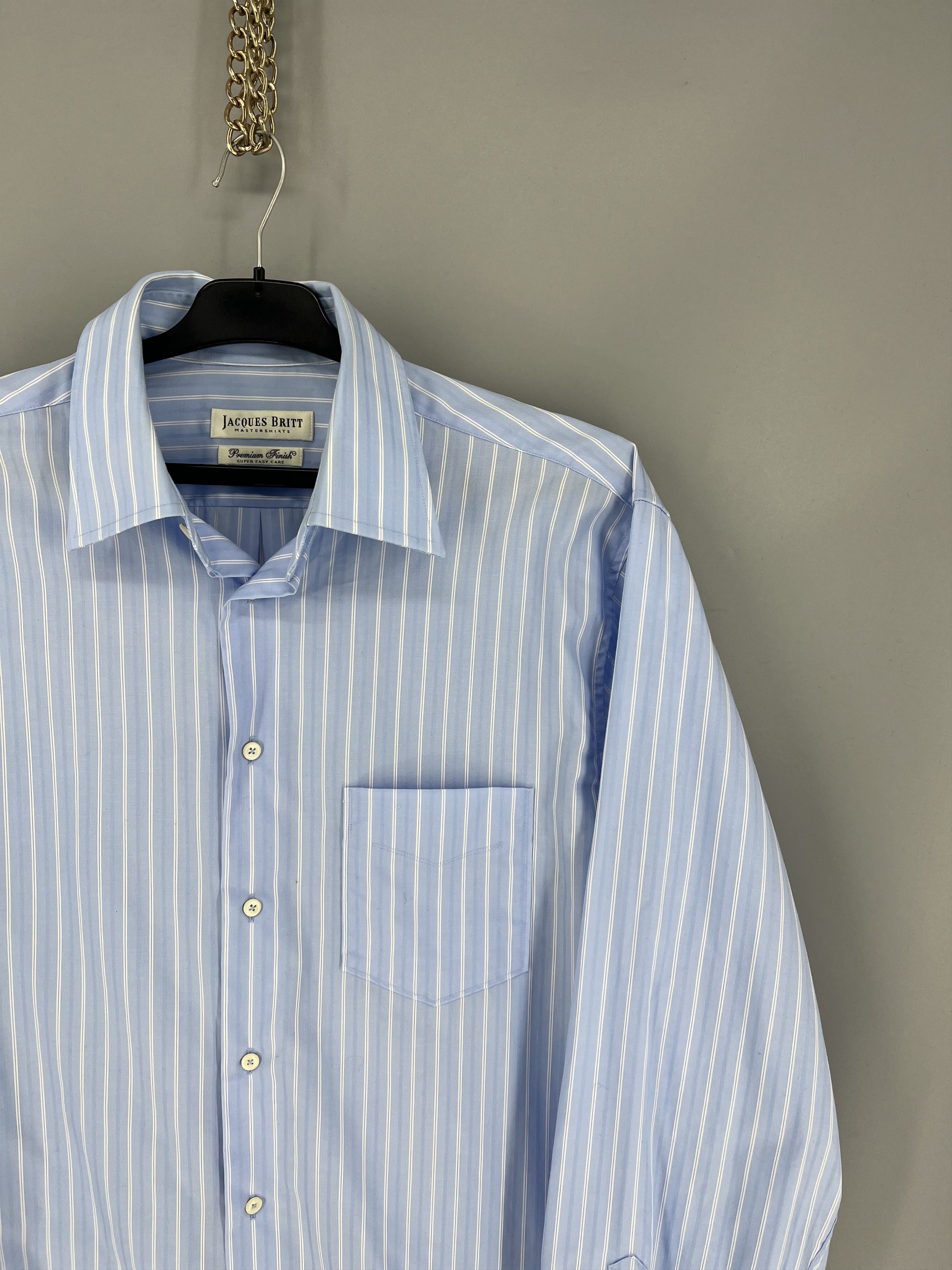 Vintage Jacques Britt Mens Blue White Striped Long Sleeve Button Size US M / EU 48-50 / 2 - 5 Thumbnail