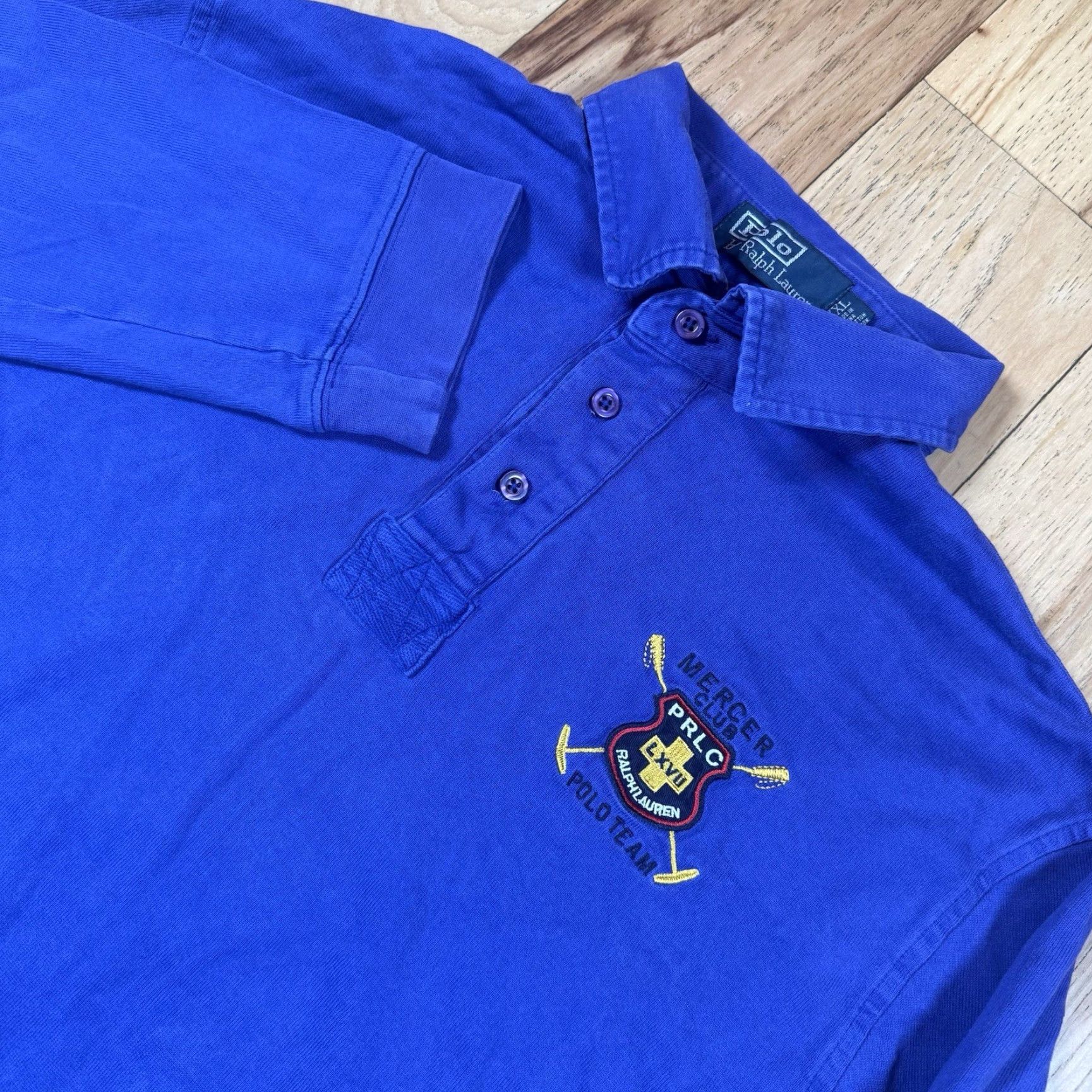 Ralph Lauren Ralph Lauren Polo Rugby Shirt XXL Purple Embroidered Equestrian NYC Men Long Sleeve Size US XXL / EU 58 / 5 - 2 Thumbnail