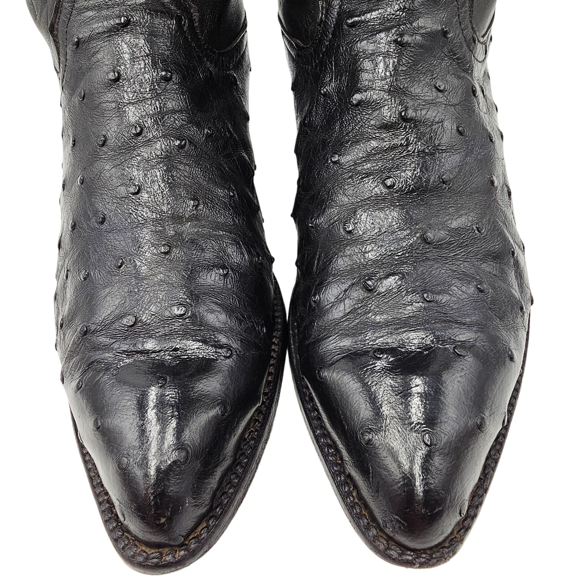 Other Vintage Honcho Boots Exotic Full Quill Ostrich Black Cowboy Size US 10 / EU 43 - 2 Thumbnail