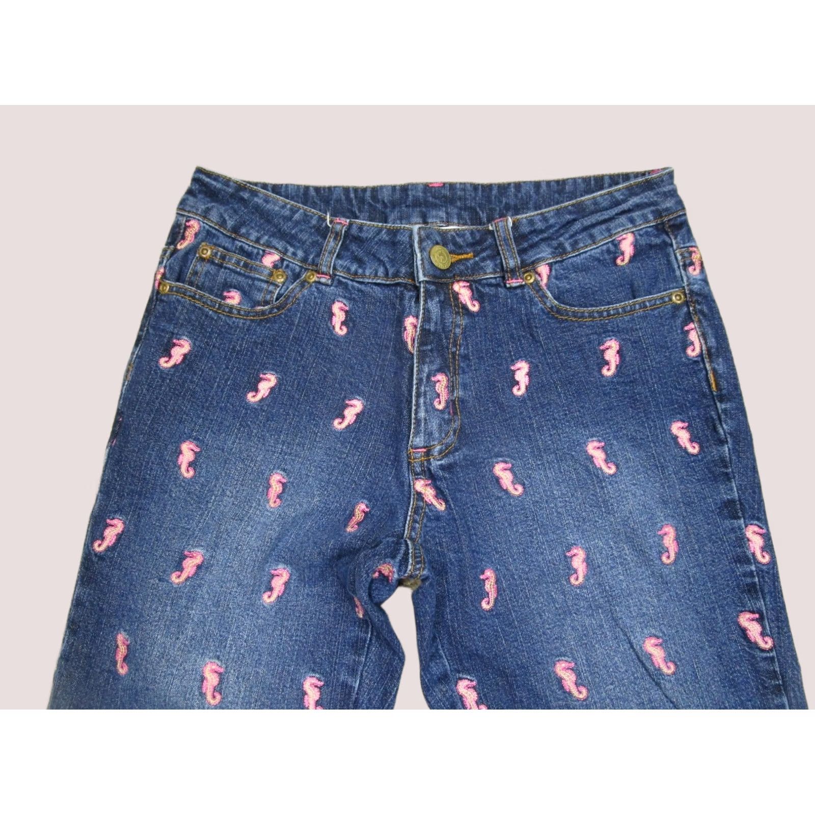 Lilly Pulitzer Lilly Pulitzer Jeans Bootcut Women 4 Blue Mid Rise Denim Embroidered Logo Horse Animals Capella? Size 27" / US 4 / IT 40 - 1 Thumbnail