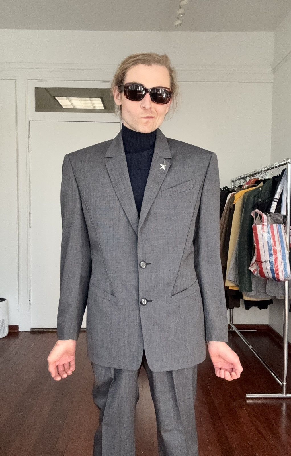Thierry Mugler MUGLER Archive 1980’s Museum Held Signature Big Suit Set Size 48S - 5 Thumbnail
