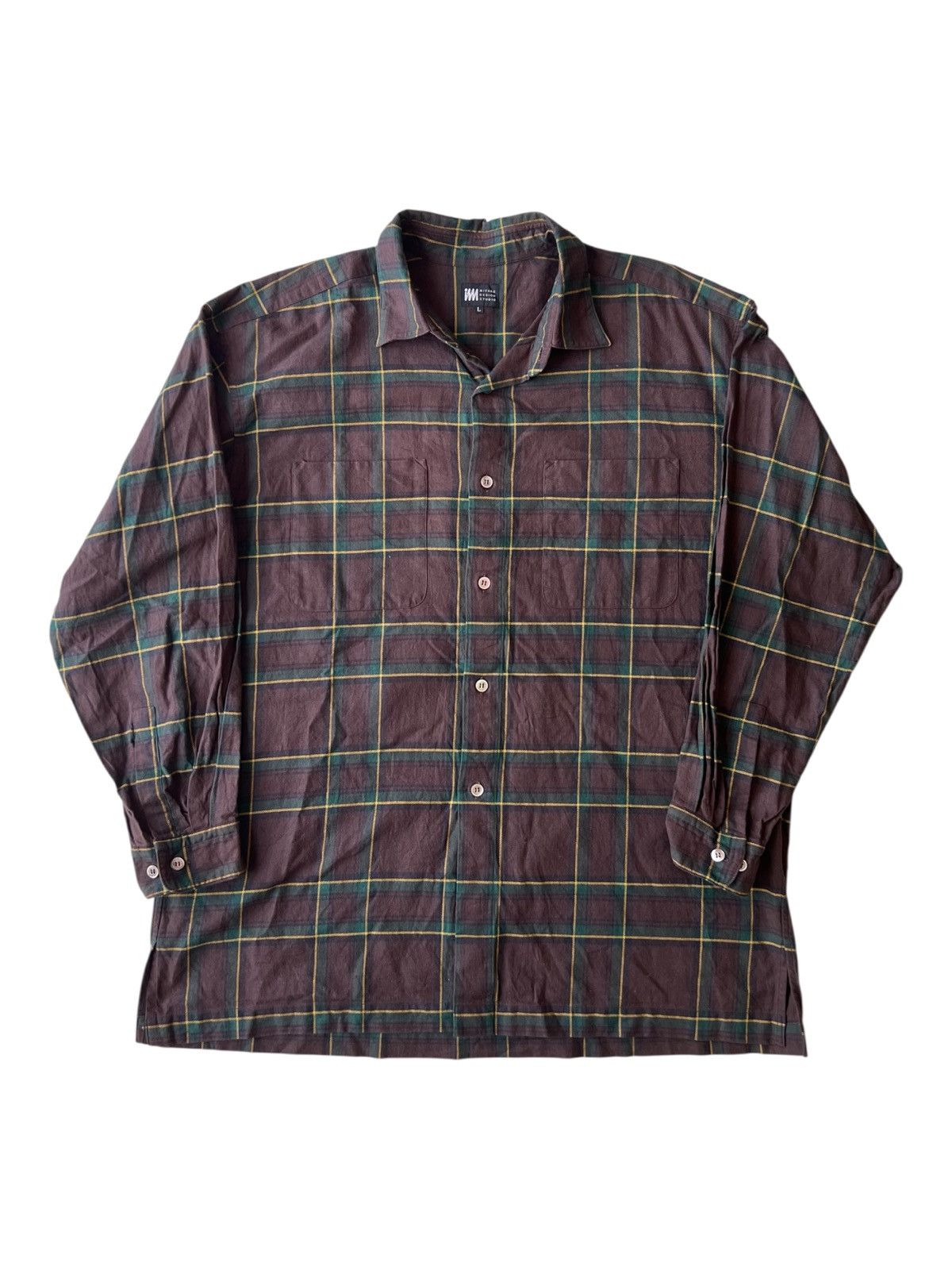 Issey Miyake 1980s Issey Miyake Men Shadow Plaid Oversized B/D Shirt Size US L / EU 52-54 / 3 - 3 Thumbnail