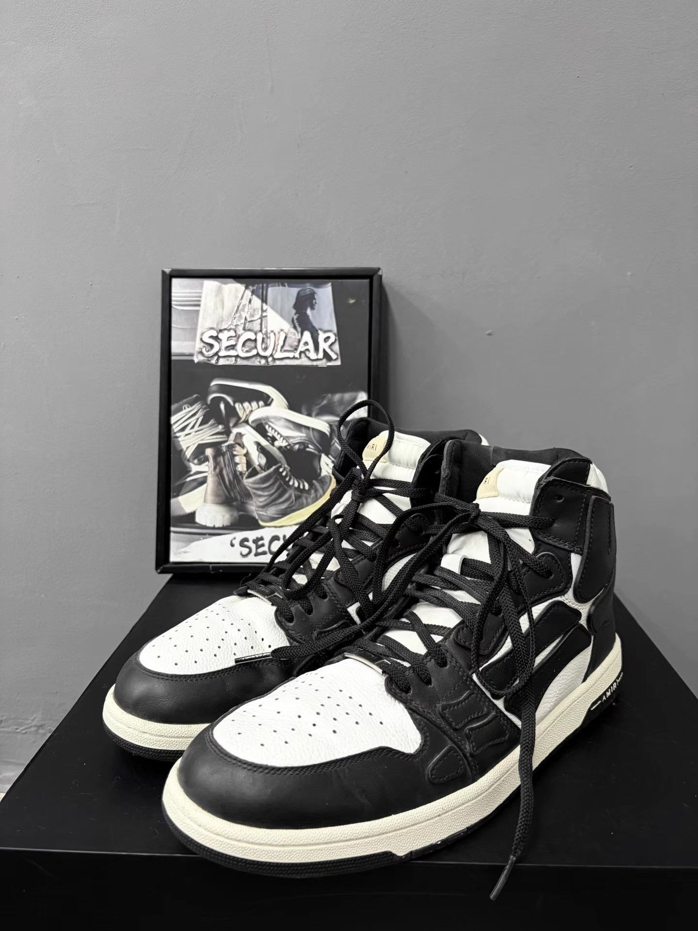 Amiri Amiri Skel-Toe Bone High-Top Black White Men's Sneakers K34 Size US 13 / EU 46 - 1 Thumbnail