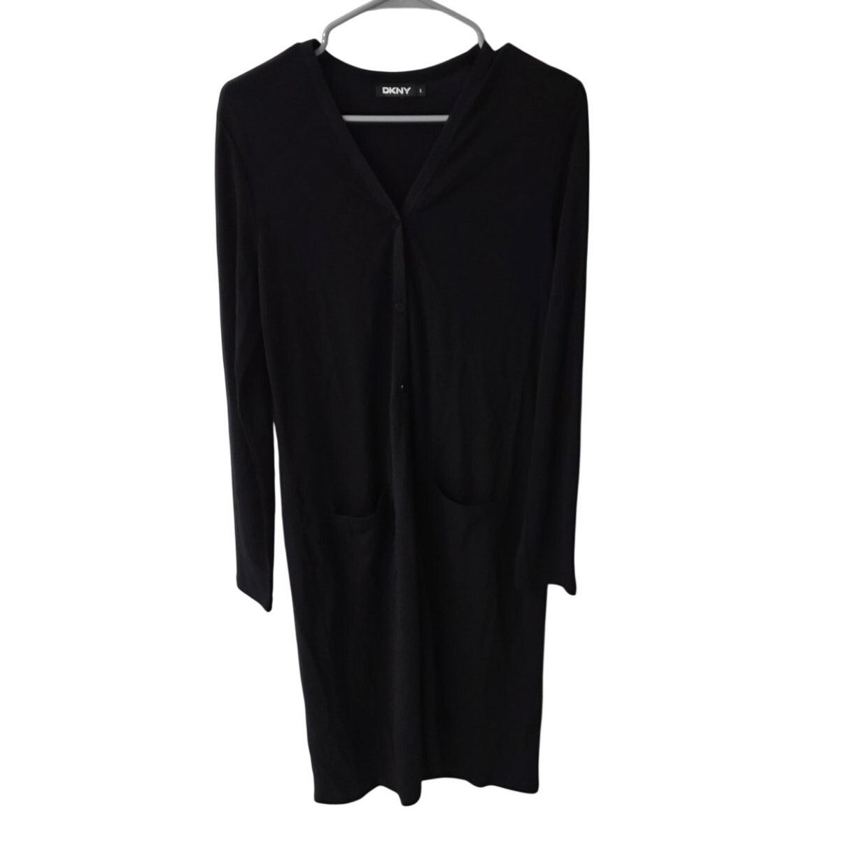 DKNY DKNY Black Long Sleeve Button Up Dress - Large Size L / US 10 / IT 46 - 1 Thumbnail