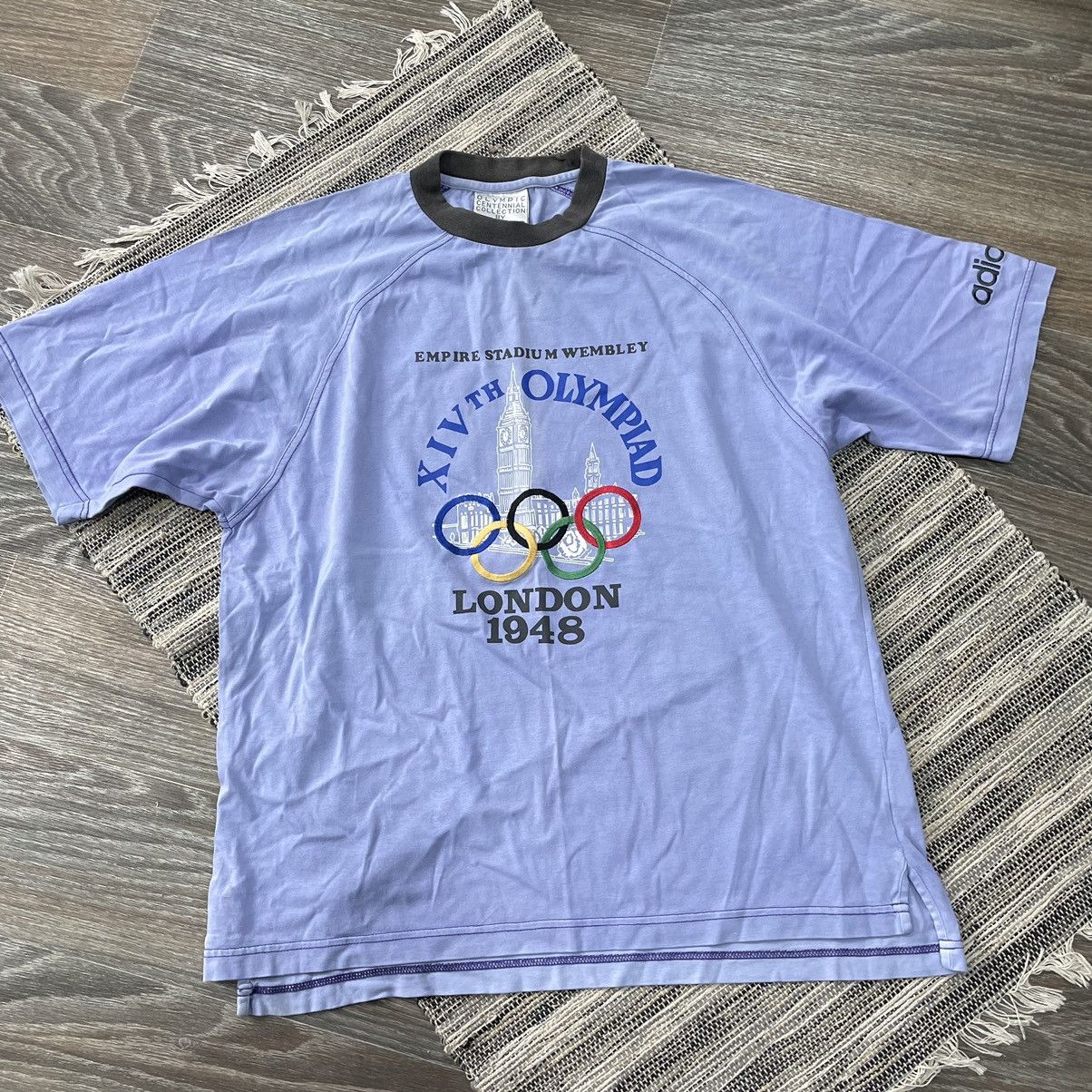 image of Adidas Olympic Games 80's 90's Tee Shirt 1948 London in Blue, Men's (Size XL)