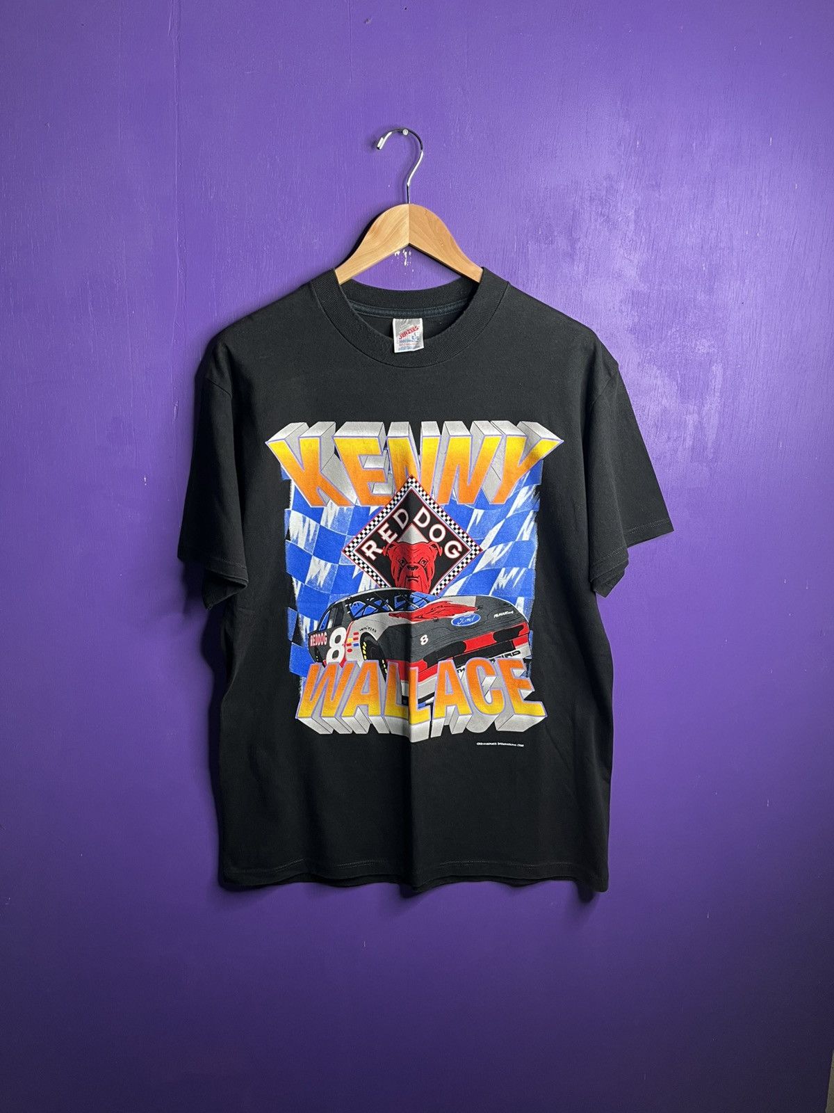 NASCAR × Vintage Vintage 90s Kenny Wallace red dog racing t-shirt Size US L / EU 52-54 / 3 - 1 Thumbnail