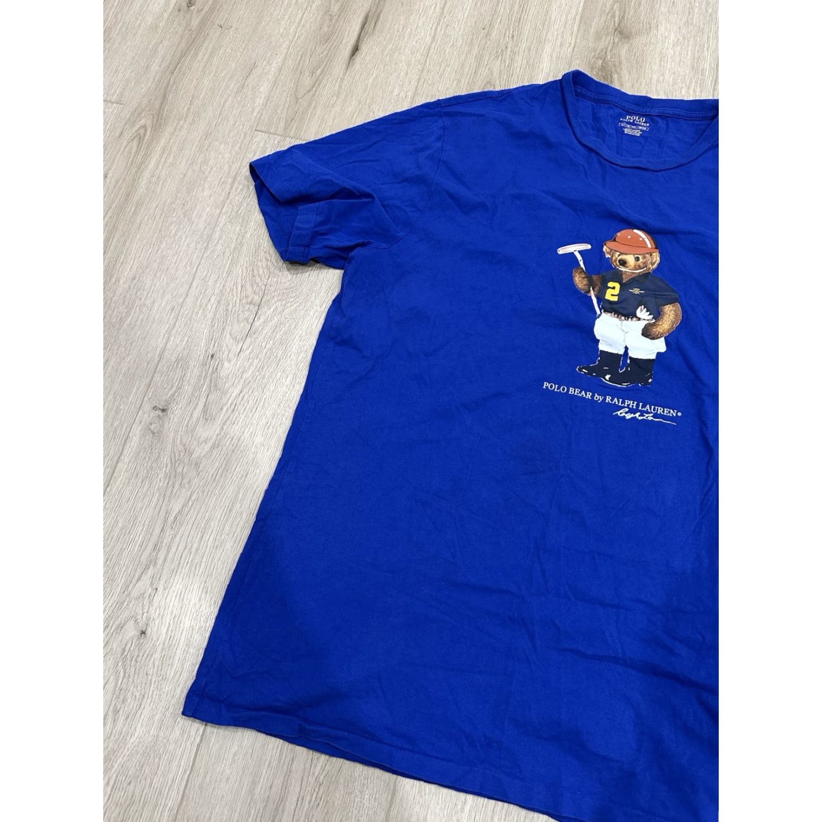 Polo Ralph Lauren VINTAGE Polo Ralph Lauren Rare Jockey Bear Spell Out Shirt Stadium Blue XLT Men Short Sleeve Size US XL / EU 56 / 4 - 3 Thumbnail