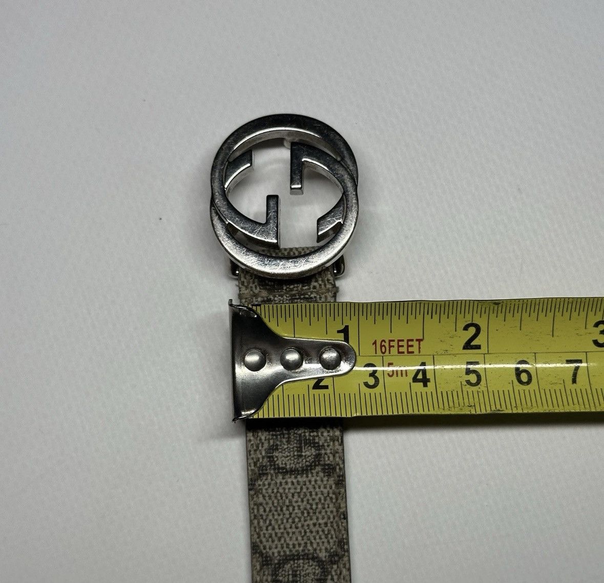 Gucci Gucci Beige/Brown GG Thin Belt 70cm Silver Buckle Size ONE SIZE - 11 Thumbnail