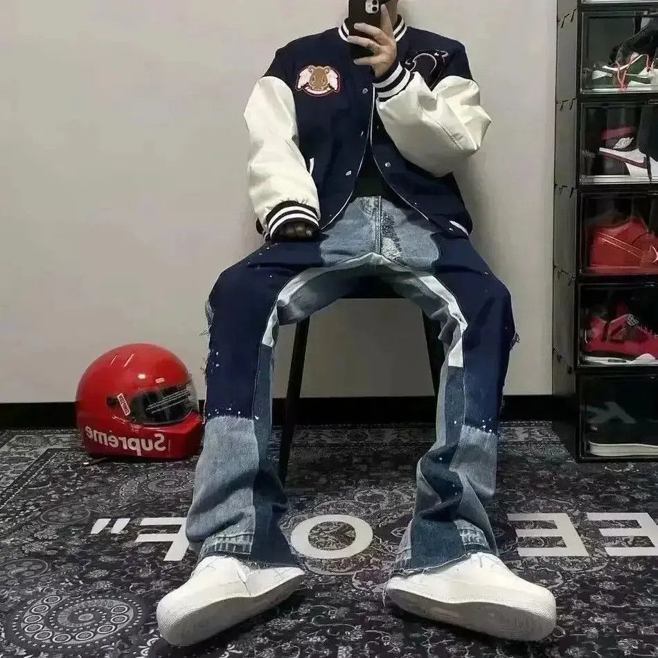 Japanese Brand Paint Splatter Stacked Denim Jeans y2k retro Size US 32 / EU 48 - 5 Thumbnail