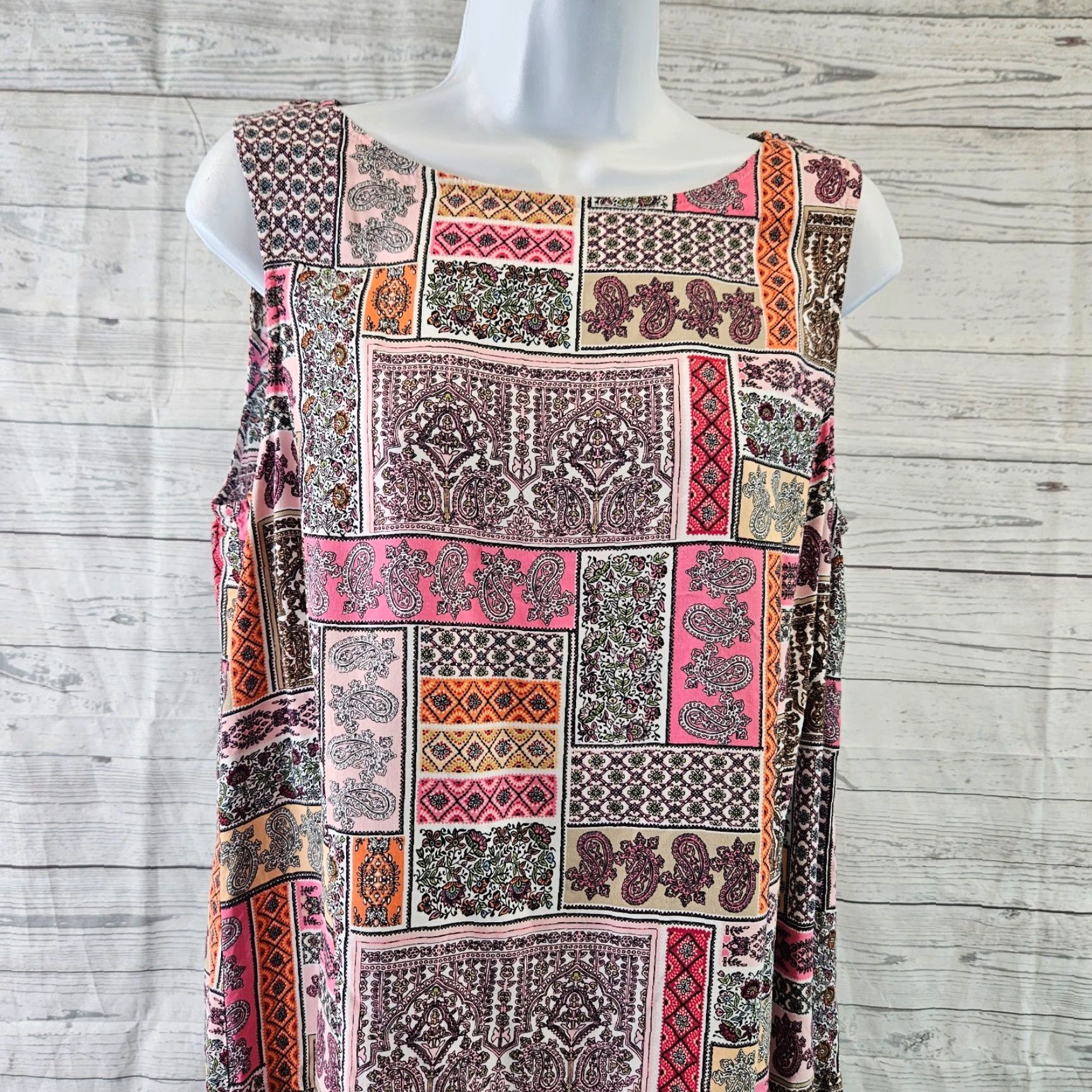 J. Jill J. Jill Womens Blouse Shirt Sleeveless Floral Rayon Pink Orange Paisley Medium M Shirt Womens blush pink floral rayon top Size M / US 6-8 / IT 42-44 - 2 Thumbnail