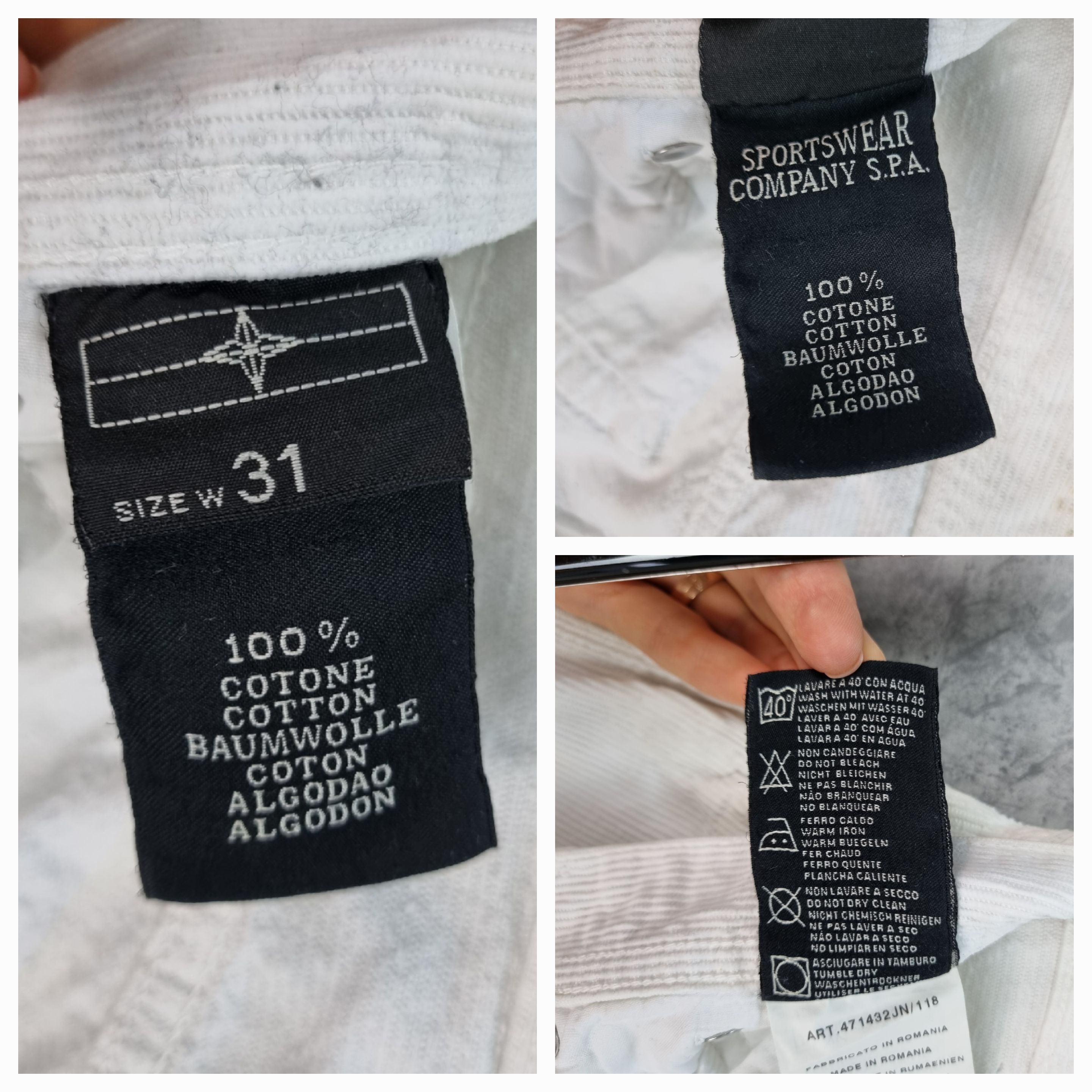 Stone Island × Vintage Dirty Corduroy Stone Island White Slim Fit Pants Size US 31 - 8 Thumbnail