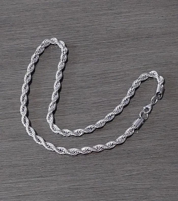 Jewelry Silver 5mm Rope Chain Necklace Size ONE SIZE - 1 Thumbnail