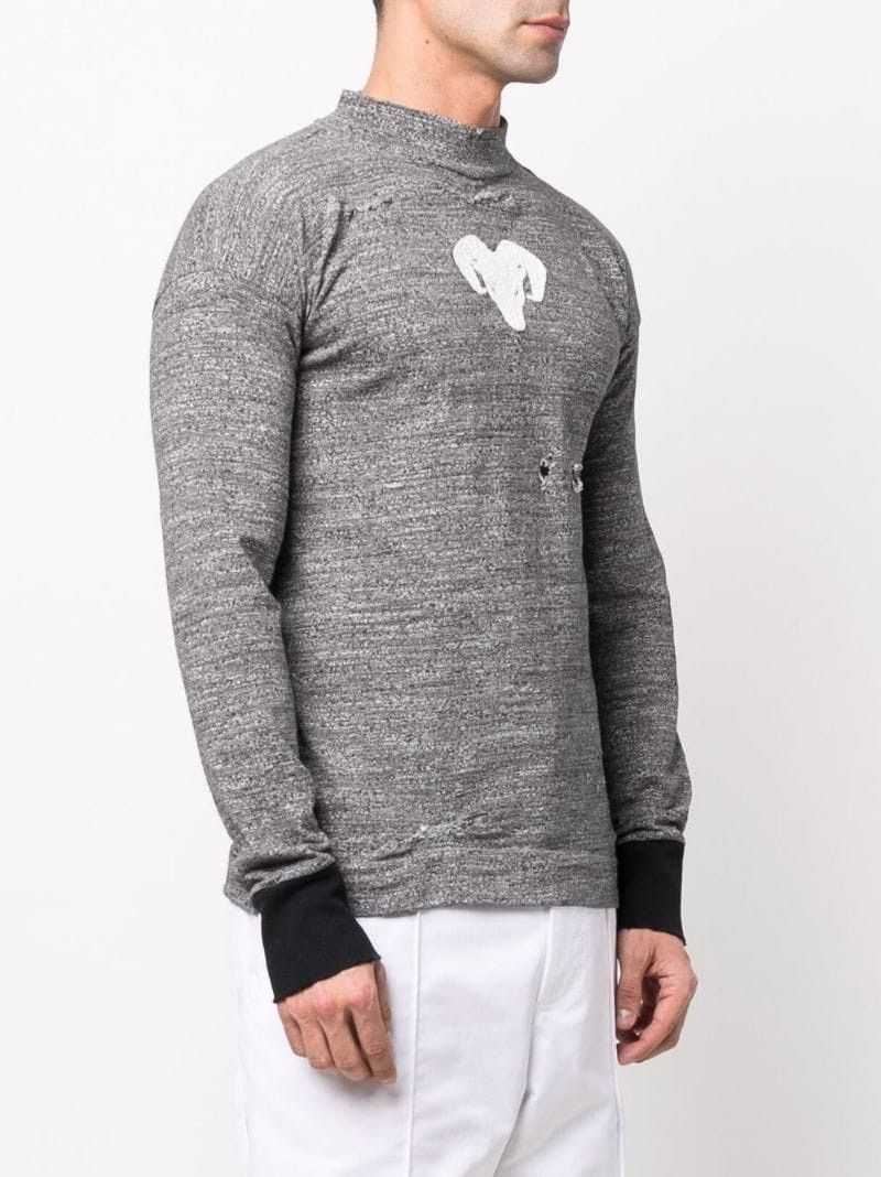 Maison Margiela o1y1124 Long Sleeves Distressed High Neck Jumper In Grey & W Size US M / EU 48-50 / 2 - 3 Thumbnail